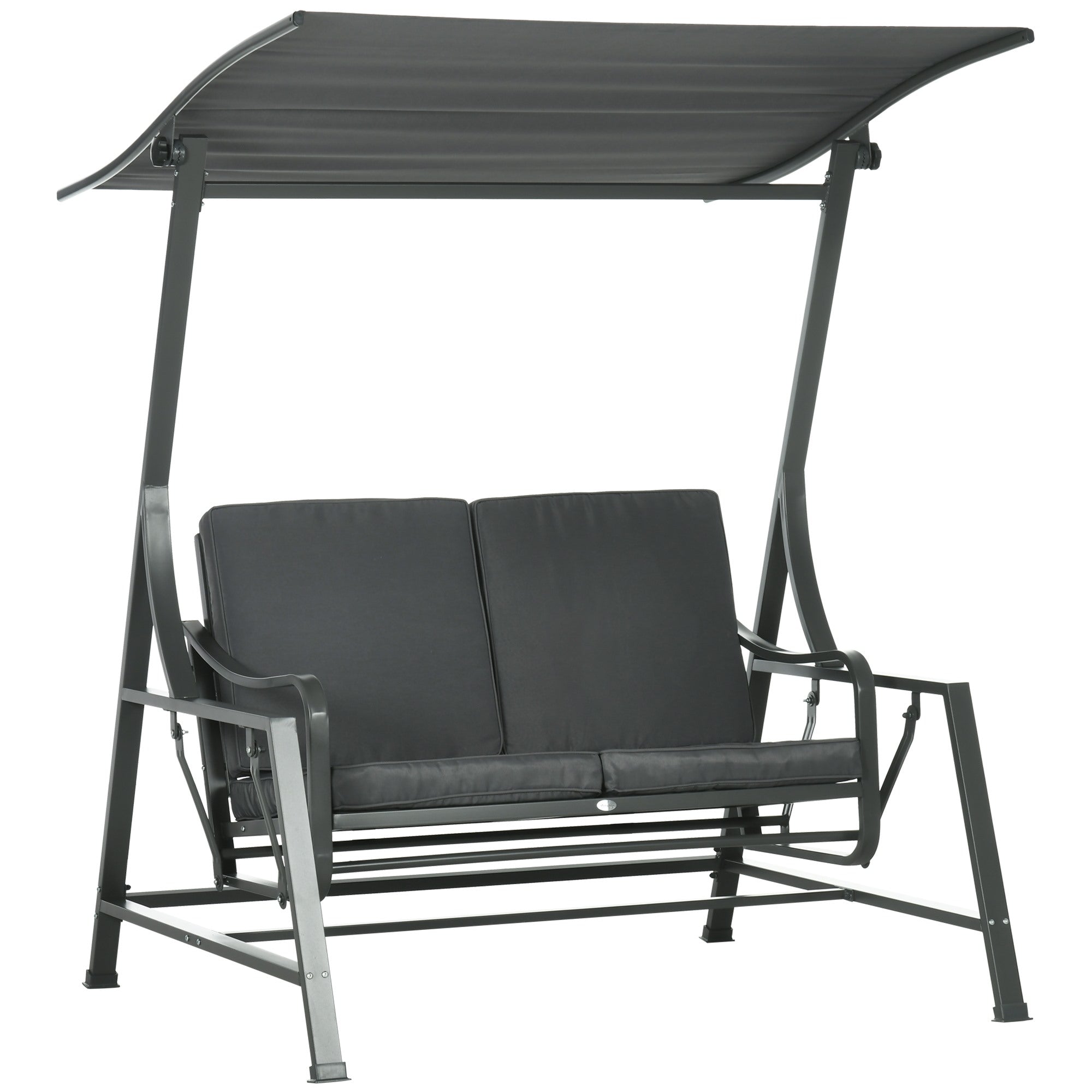 EASYCOMFORT 2-zits tuinschommel van staal met kanteldak en kussens, 148x129x172 cm