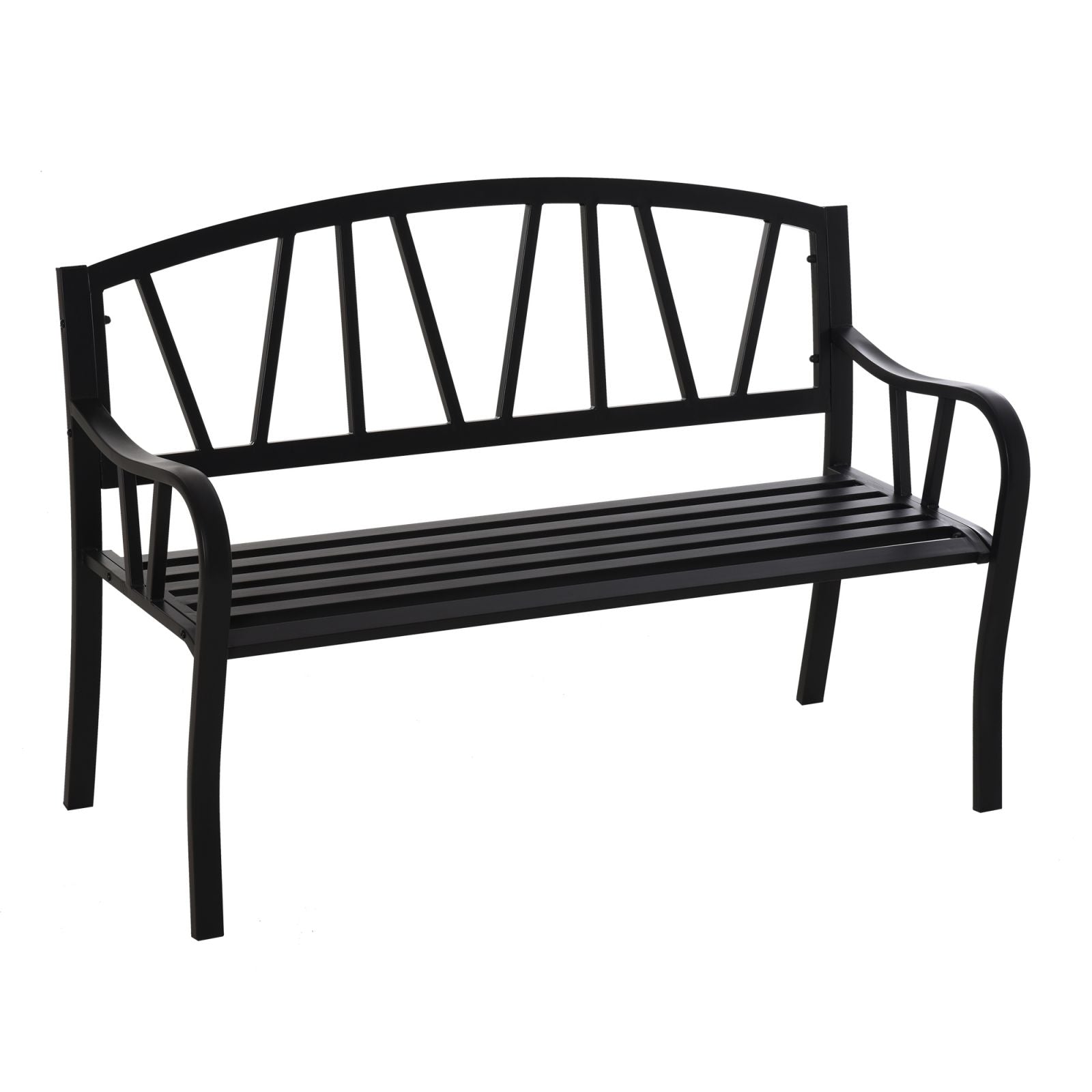 EASYCOMFORT Tuinbank in waterdicht zwart metaal, 2-zits tuinbank van ijzer, 128x56x86cm