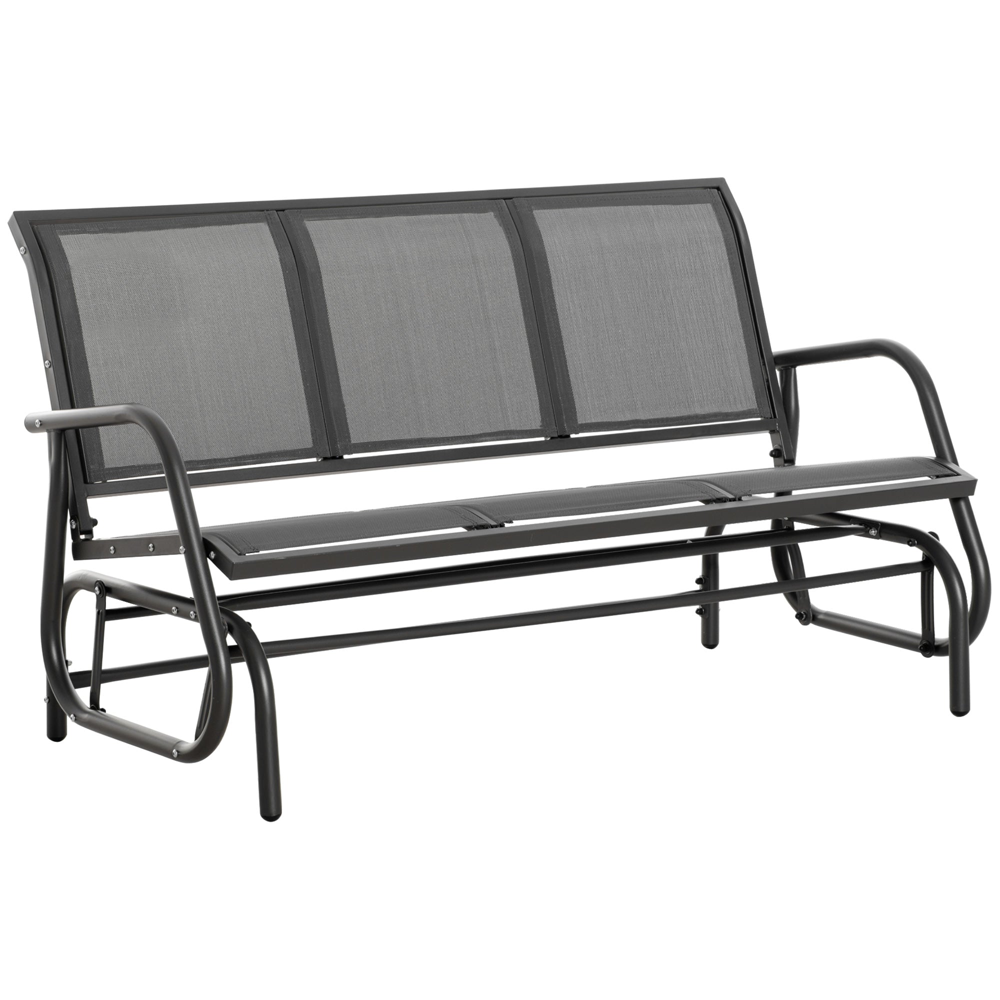 EASYCOMFORT 3-zits tuinschommelbank van metaal en beperkte mesh-materiaal, 151x75x85cm, grijs