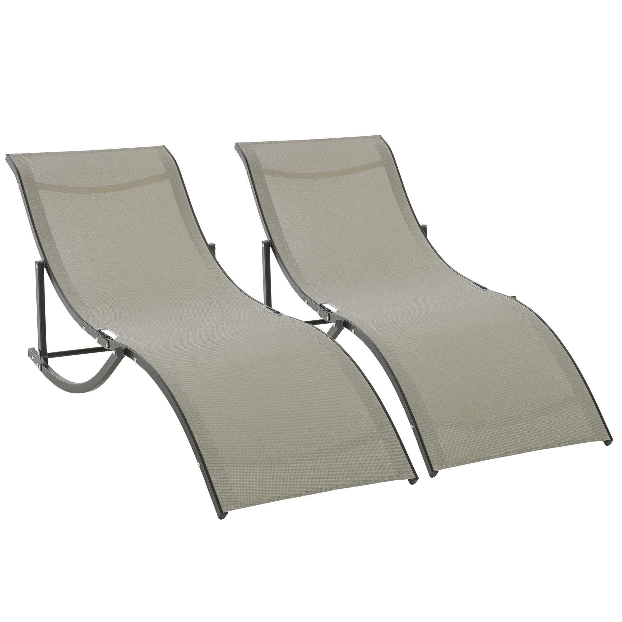 EASYCOMFORT Set van 2 opvouwbare tuinstoelen, ligstoel van aluminium en textiel, 61x165x63cm