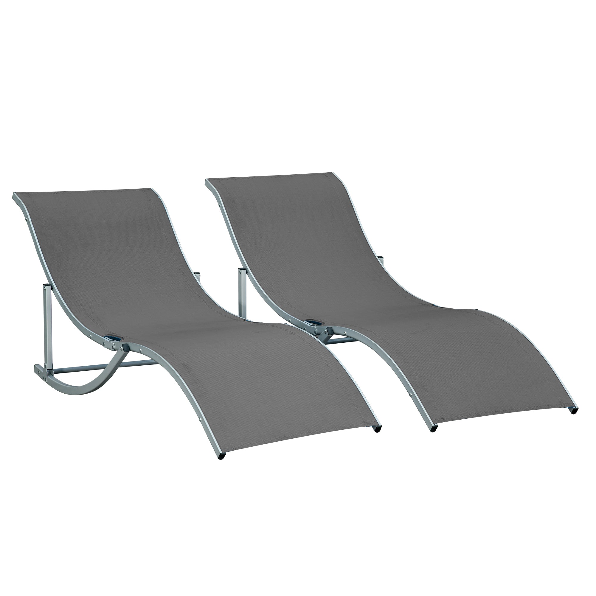 EASYCOMFORT Set van 2 opvouwbare tuinstoelen, ligstoel van aluminium en textiel, 61x165x63cm
