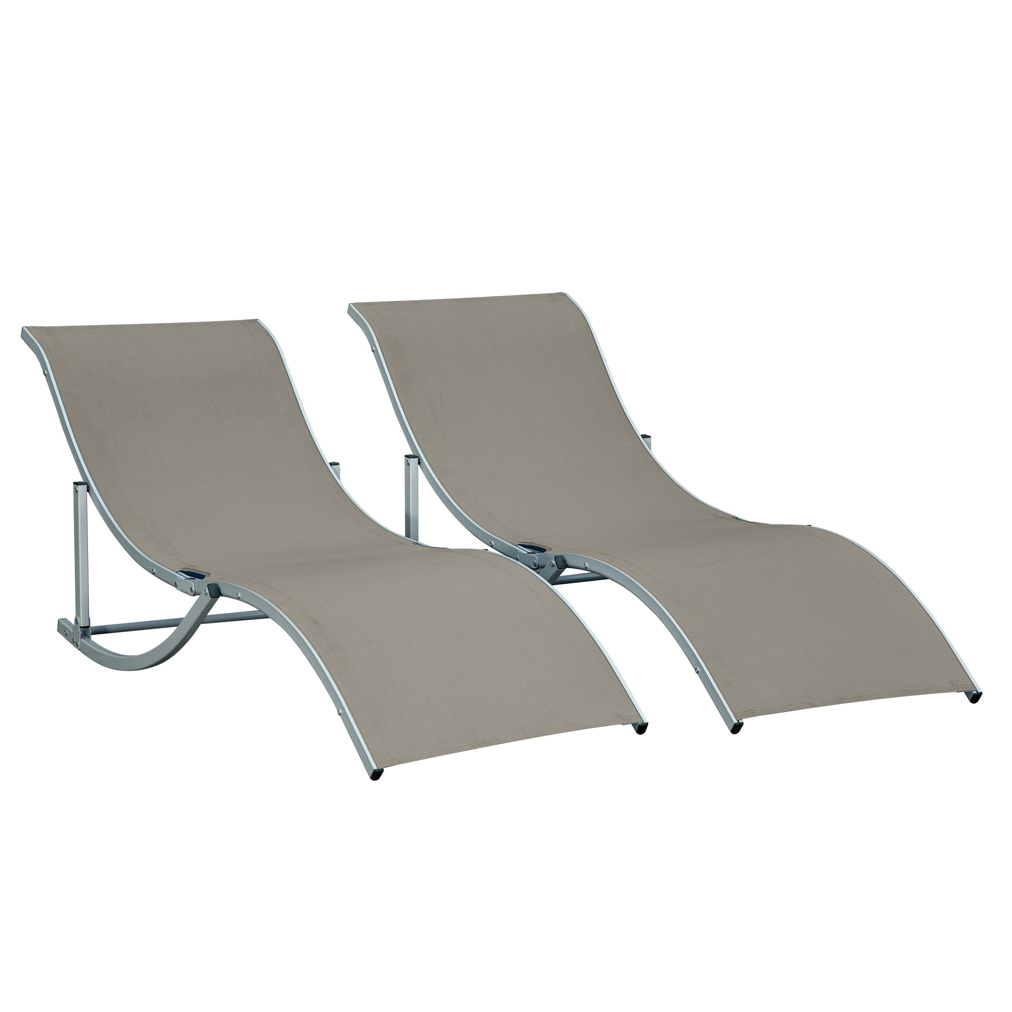EASYCOMFORT Set van 2 opvouwbare tuinstoelen, ligstoel van aluminium en textiel, 61x165x63cm