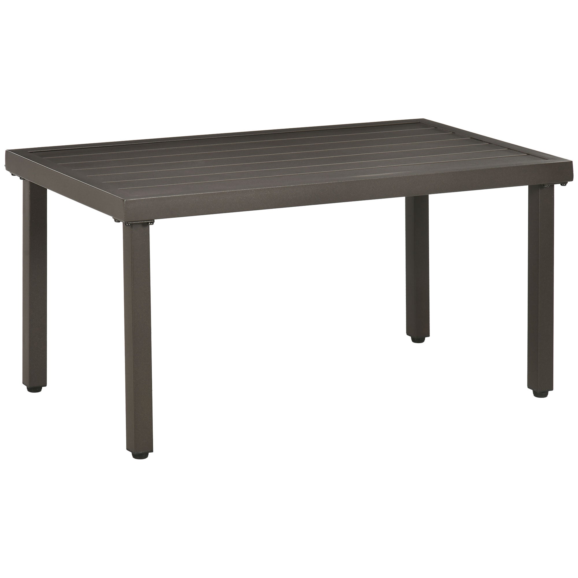 EASYCOMFORT Stalen salontafel met verstelbare poten en lattenbodem, 91x51x46 cm, bruin