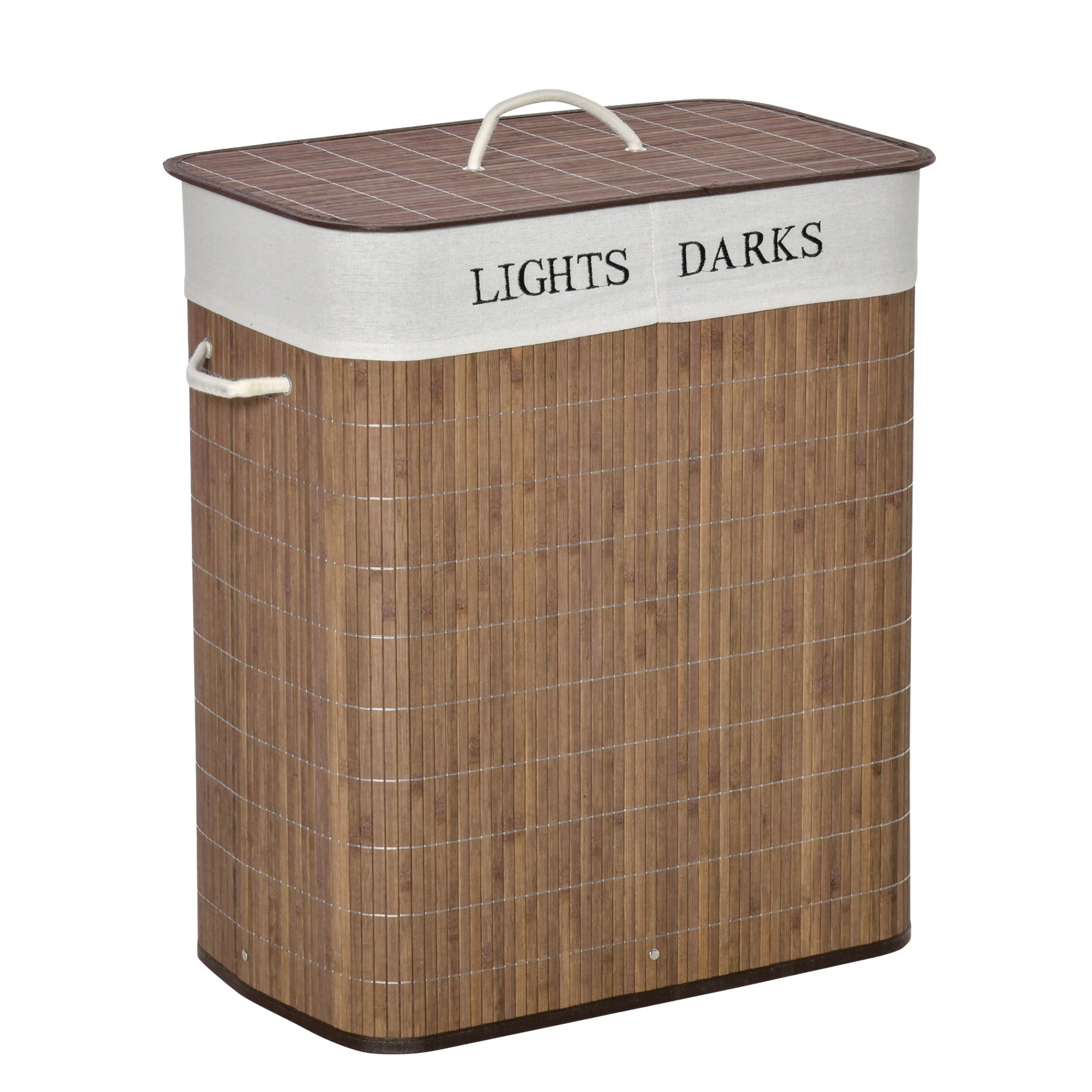 Easycomfort 100L bamboe lingeriewagen met 2 delen, deksel en handgrepen, 52x32x63cm