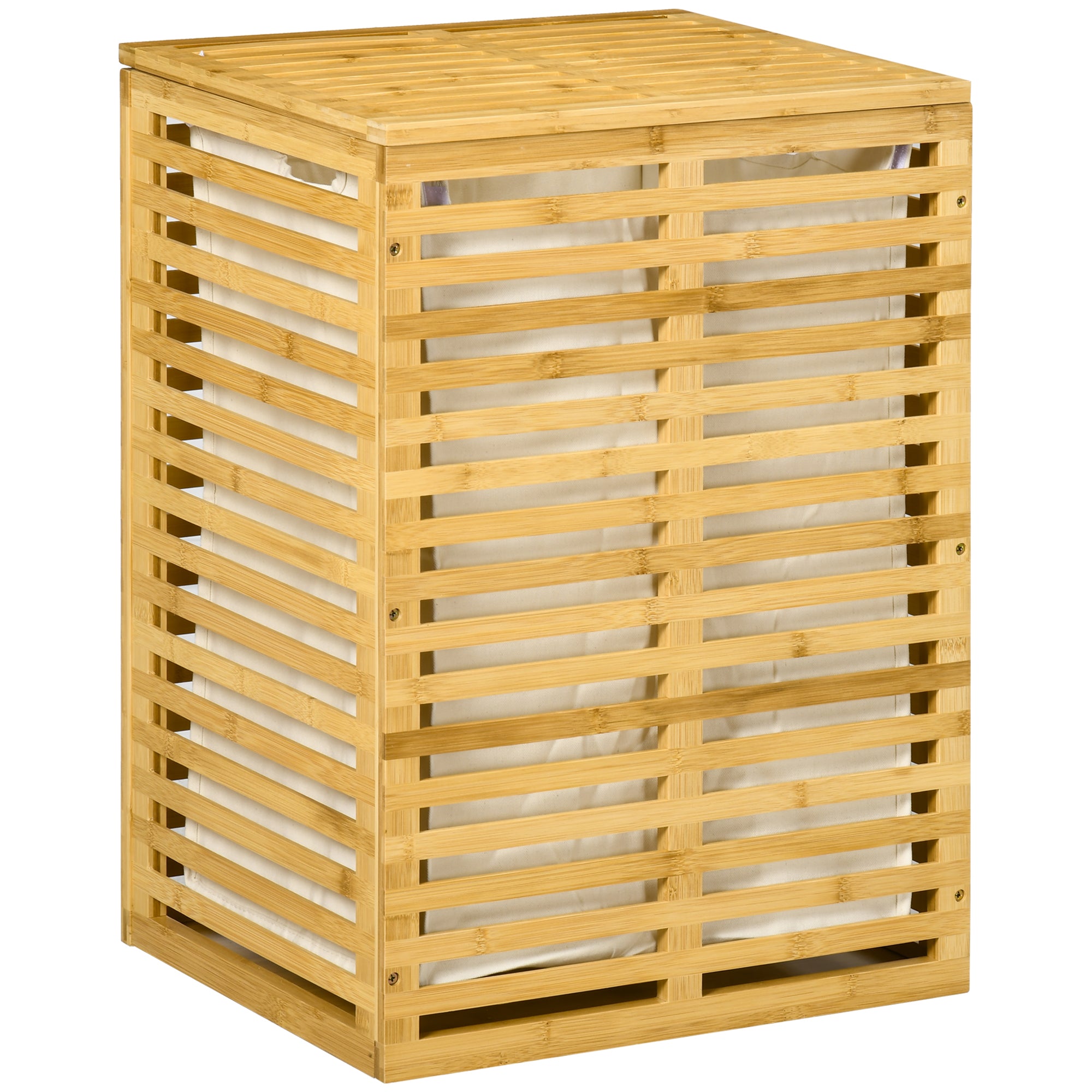 Easycomfort Bamboe magnetisch tas met hoes en tas van polyester, afneembaar en wasbaar, 44x37x62,5 cm, kleur hout