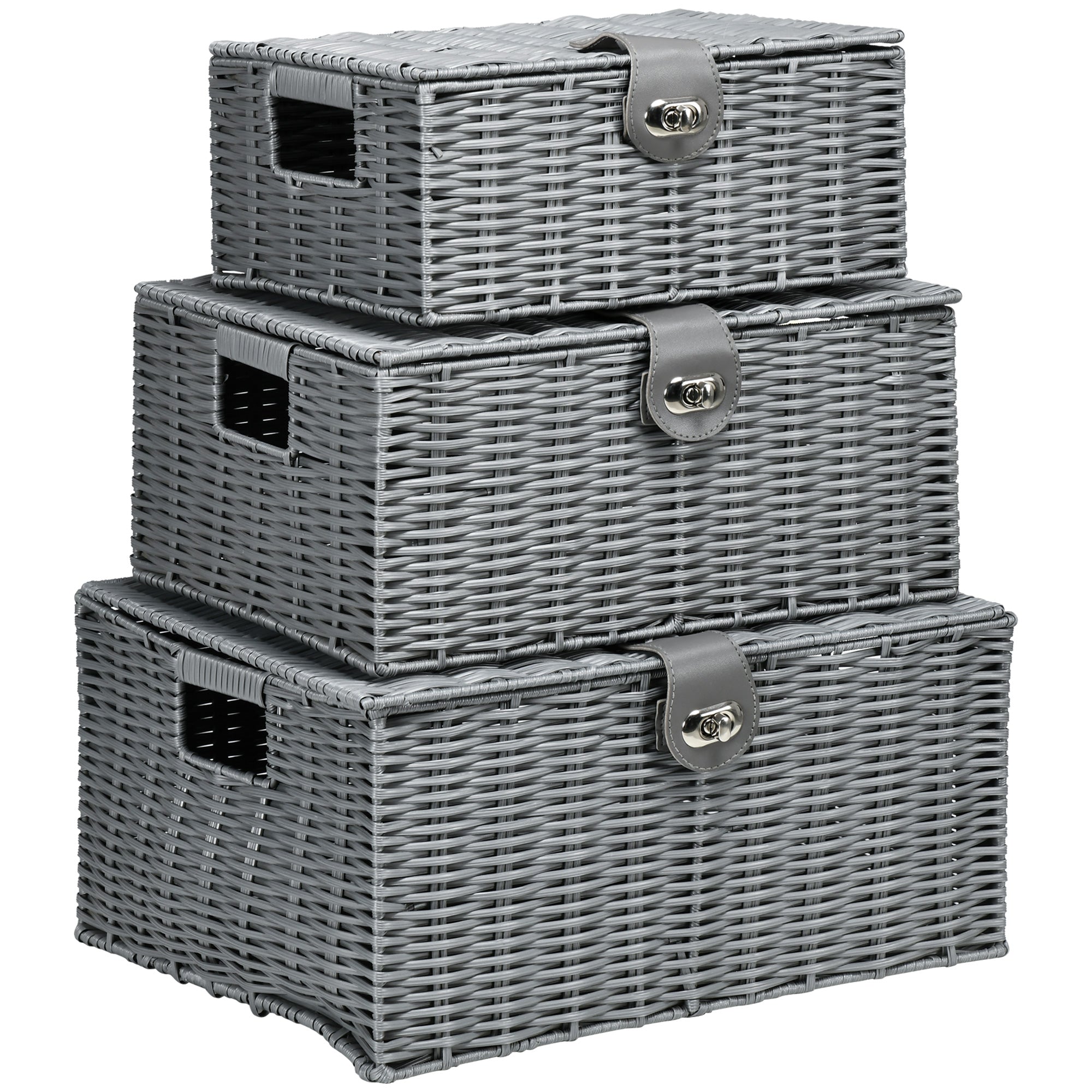 Easycomfort Set van 3 auto's in PP Vimini met verschillende afmetingen schoffels, grijs