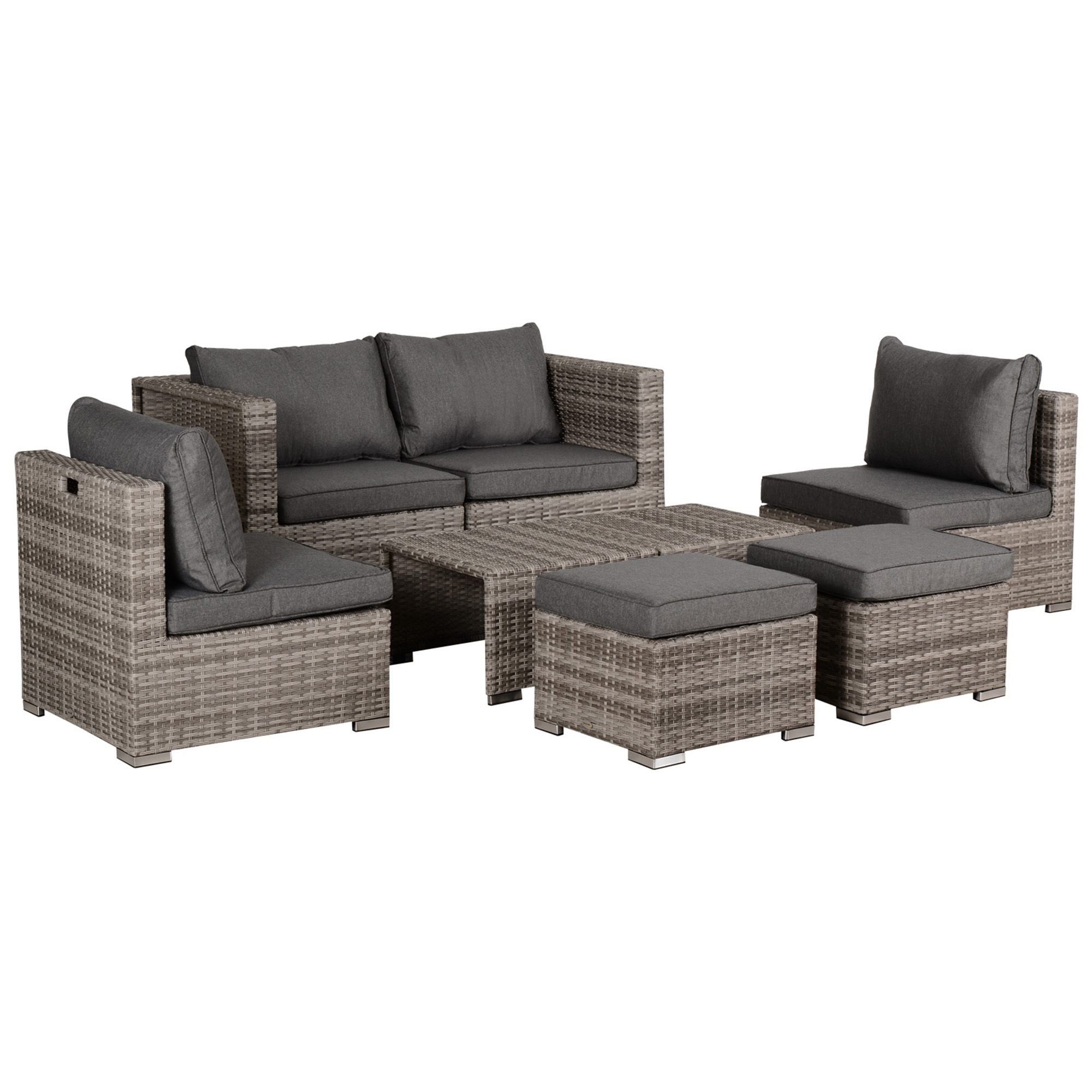 Easycomfort Outdoor Lounge in 8-delige PE-rotan, tuinmeubelset Bespaar ruimte met stoelen, tafels en stoelen, grijs