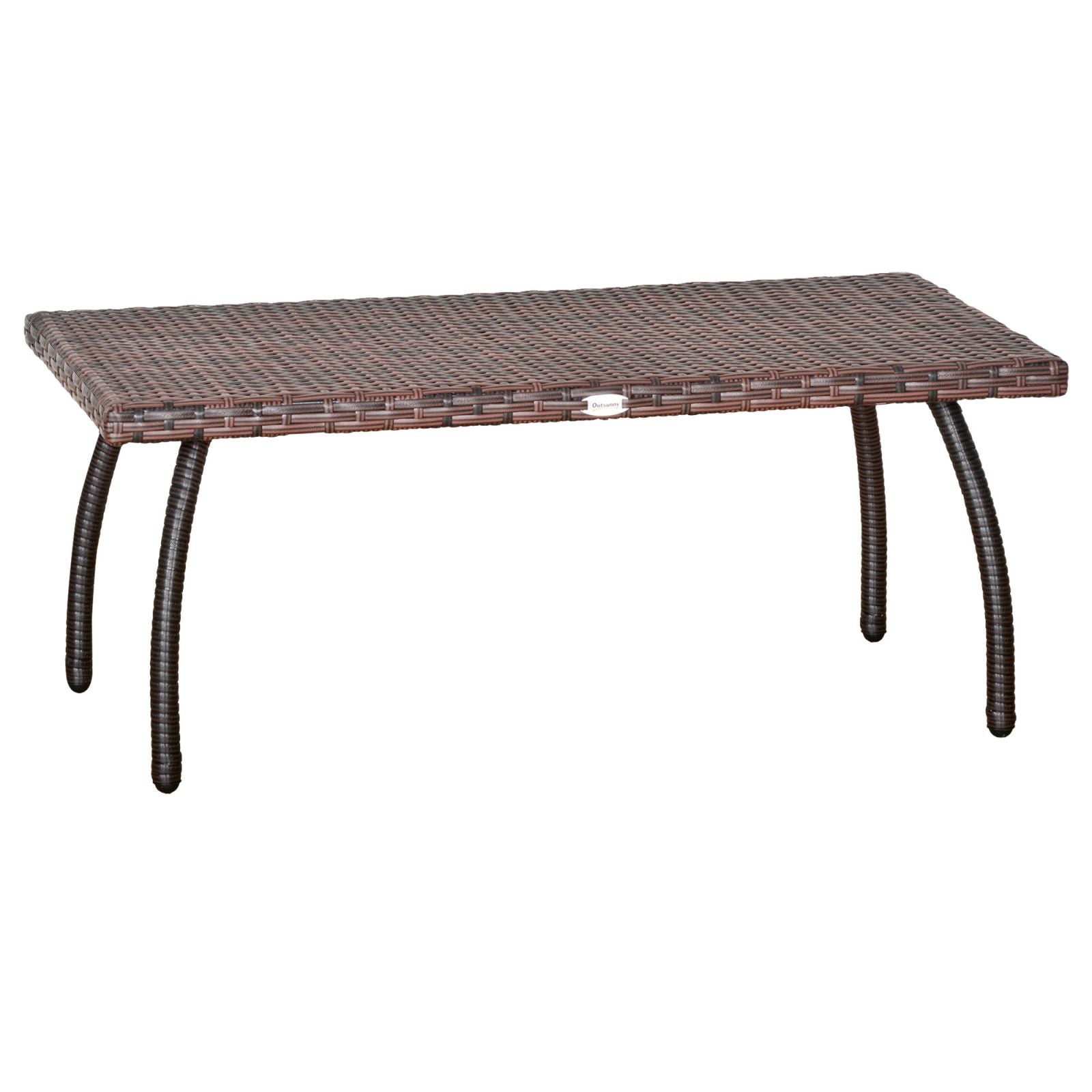 EASYCOMFORT Tuin- en buitensalontafel van synthetisch rotan, waterbestendig terrazzo bruin 90x50x35cm