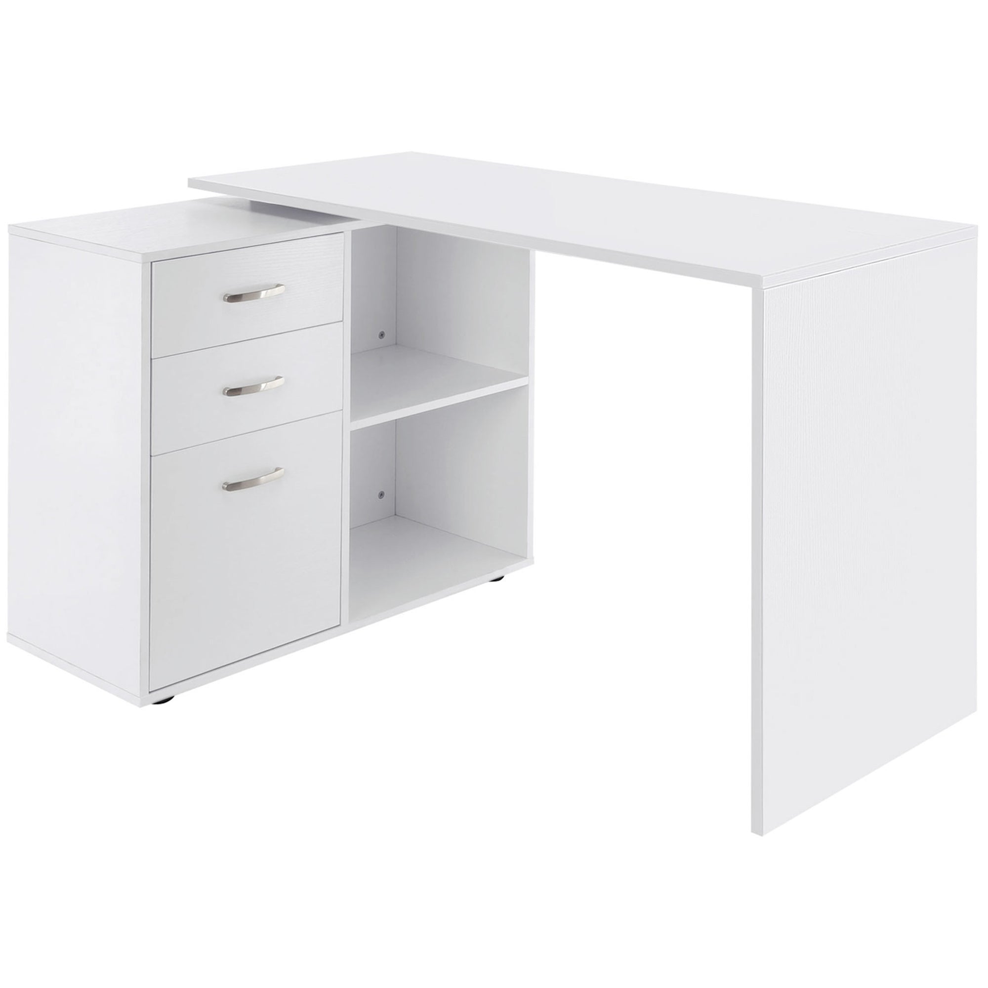 Easycomfort Hoek Bureau voor Kantoorcomputer met Cassette 117×83,5×76cm Wit