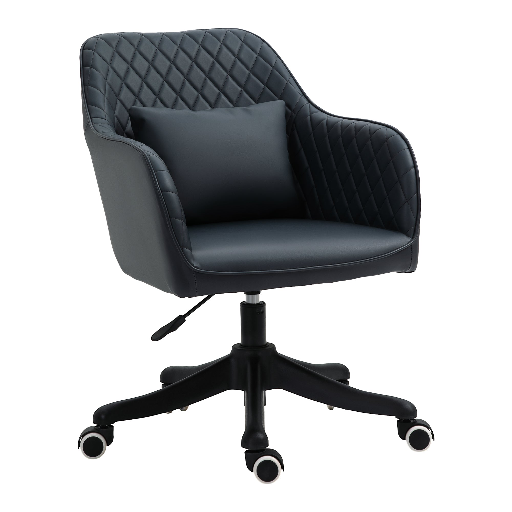 Easycomfort ergonomische en verstelbare bureaustoel in donkergrijs Similpelle met 2-punts massagekussen, 57x70x78-86cm