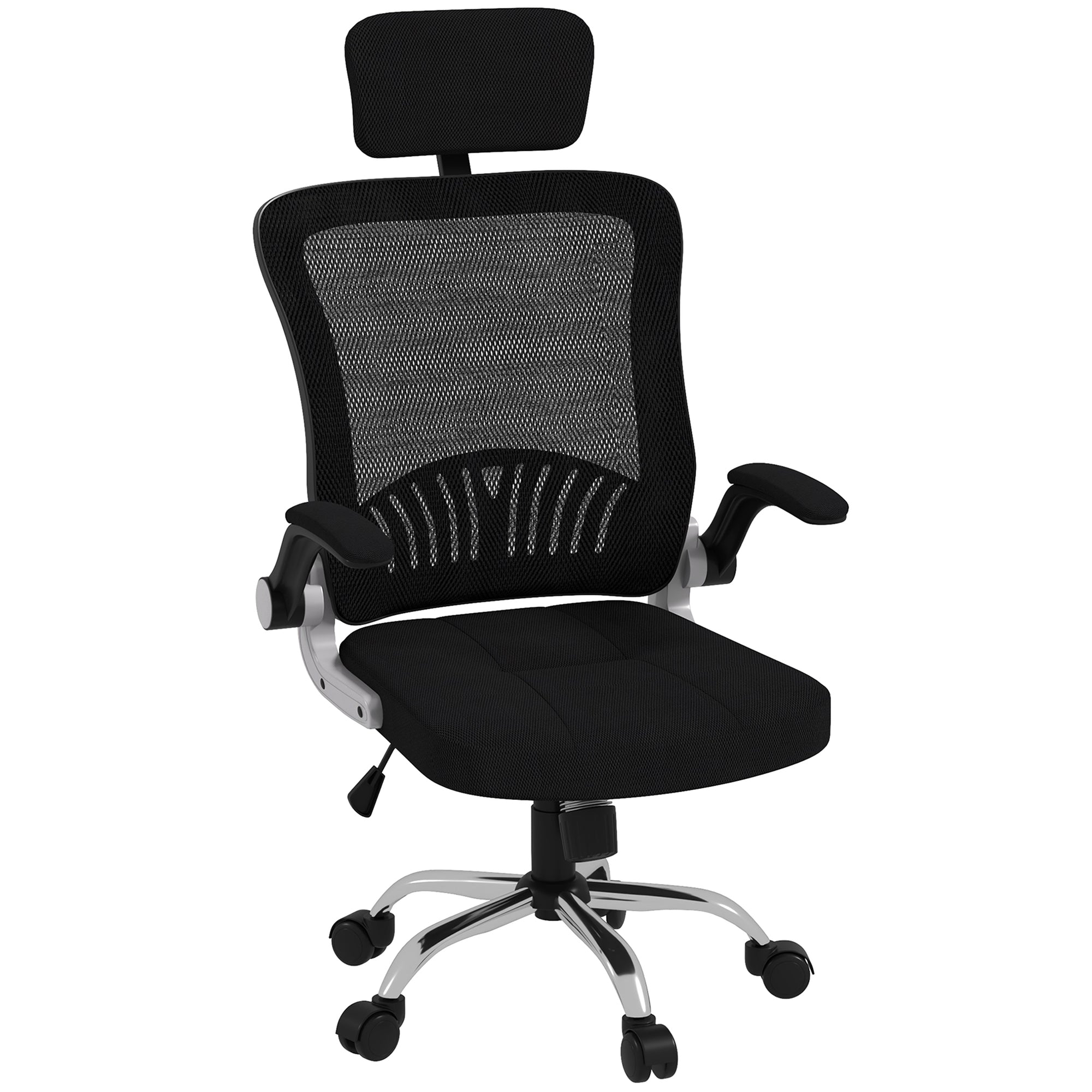 Easycomfort bureaustoel met verstelbare hoogte, netwerkstof en vervangbare armbanden, zwart