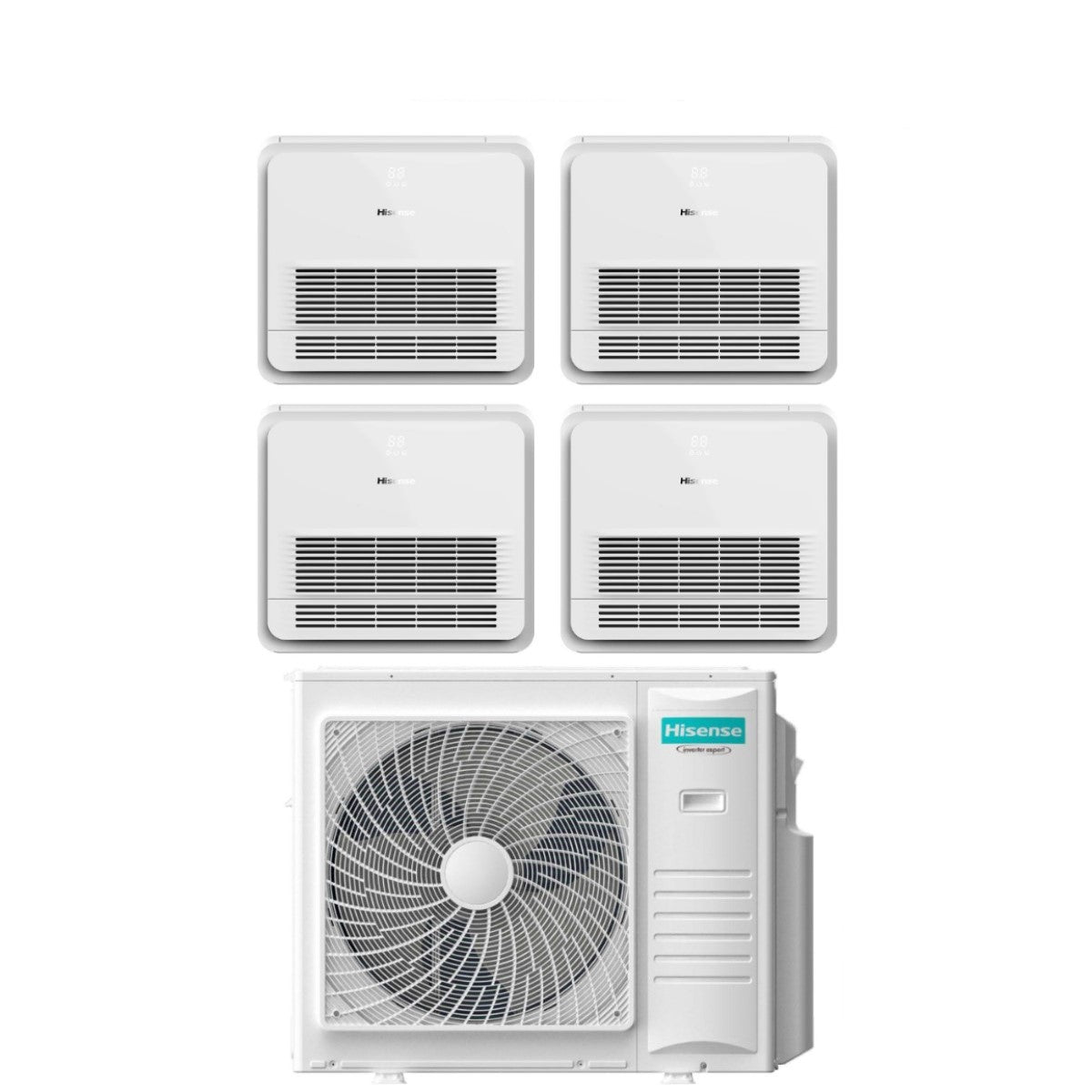 Hisense Quadri Split Console Airconditioner 9+9+9+9 met 4AMW105U4RAA R-32 Wi-Fi Optioneel met standaard afstandsbediening 9000+9000+9000 - Nieuw