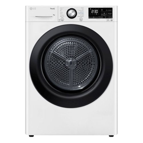 Warmtepompdroger LG RH90V9AVBN 9 kg Klasse A+++ (2021) Allergiezorg (A85xL60xP66) ThinQ Alexa Google Assistant Wit en zwart
