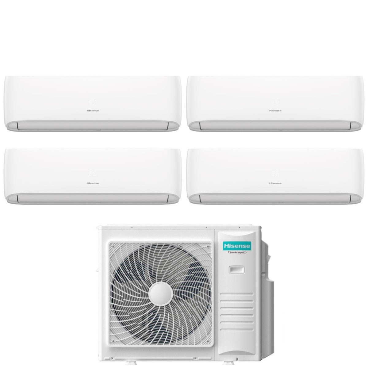 Airconditioner Hisense Square Split Inverter Serie HI-COMFORT 12+12+12+12 met 5AMW105U4RQC R-32 Wi-Fi Geïntegreerd 12000+12000+12000+12000