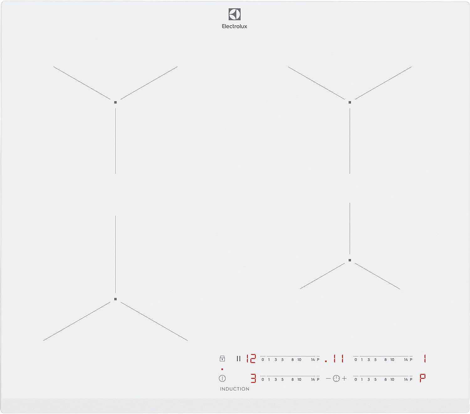 Plan A Inductie Electrolux Serie 300 LIL61443BW 4 Vuurwerk (L59xP52) Wit Vetroceramisch