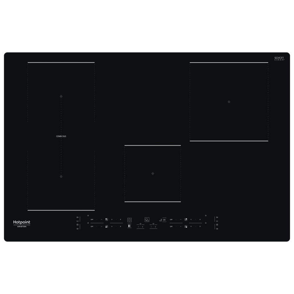 Plan A Inductie Hotpoint HB 0577B NE 4 Vuurwerk (L77xP51) Vetroceramisch Zwart