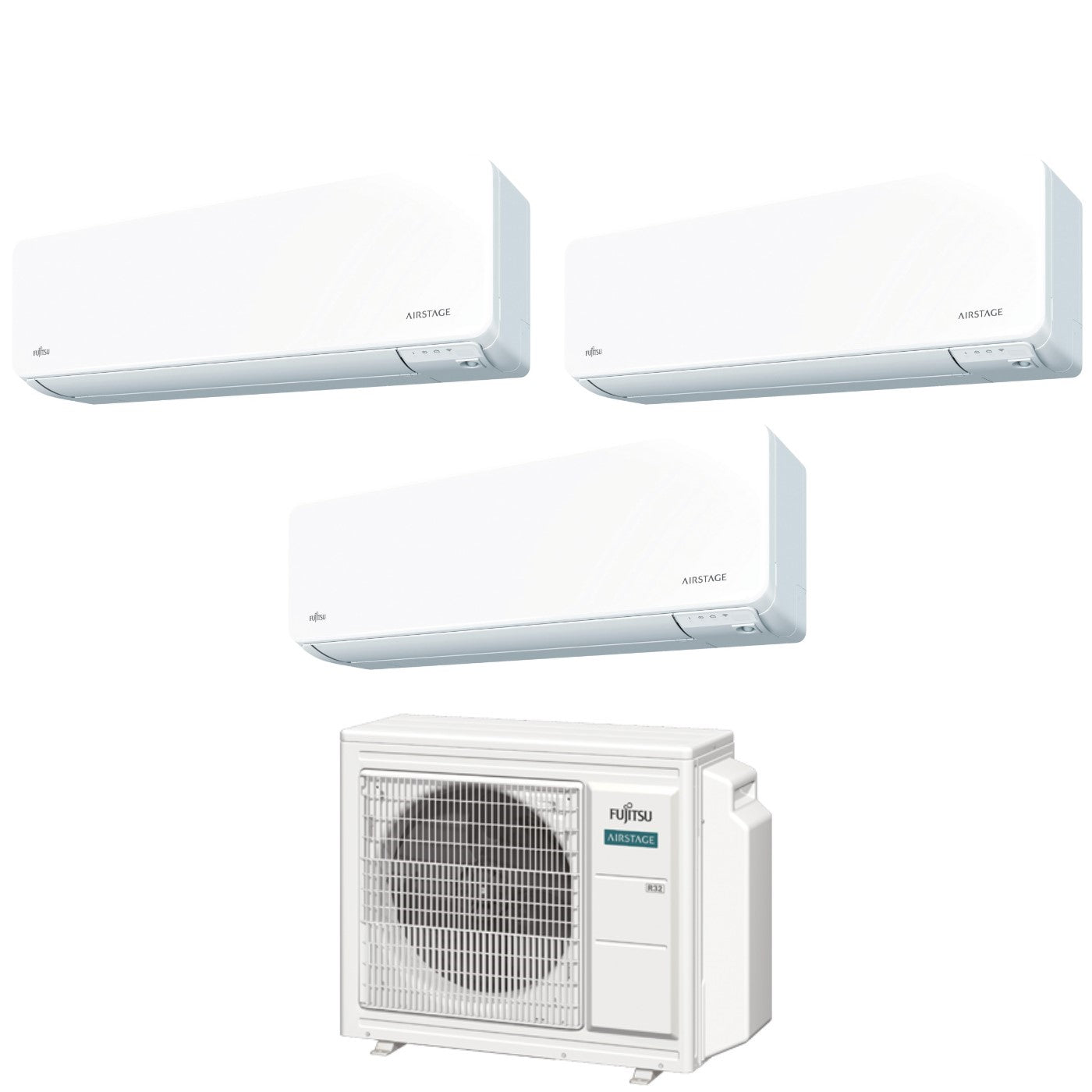 Fujitsu Trial Split Inverter Airconditioning KG 9+9+12 serie met AOYG18KBTA3 R-32 Geïntegreerde Wi-Fi 9000+9000+12000