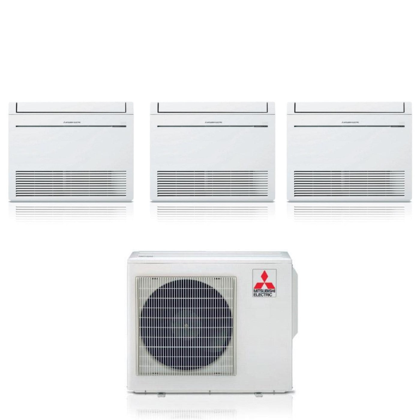 Mitsubishi Airconditioner Vloer Proef Split Inverter MFZ-KT 9+9+12 serie met MXZ-3F54VF3 R-32 9000+9000+12000 - Nieuw
