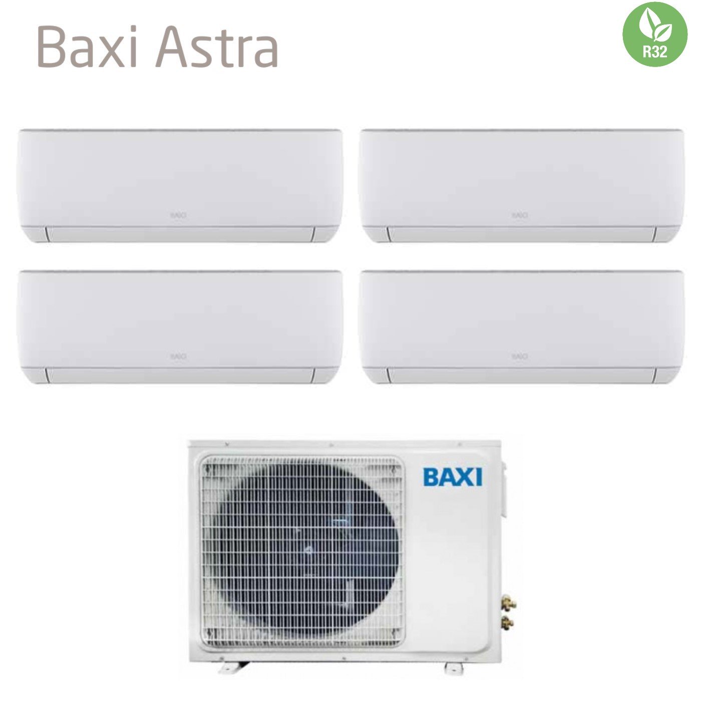 Baxi Quadri Split Inverter Airconditioner Astra Serie 7+7+12+12 met LSGT100-4M R-32 Wi-Fi Optioneel 7000+7000+12000