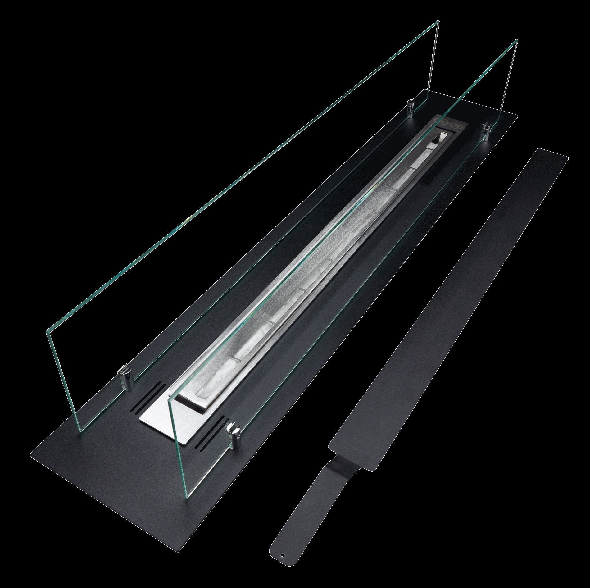 Bio-ethanol schuimbrander in staal met 100 cm glazen