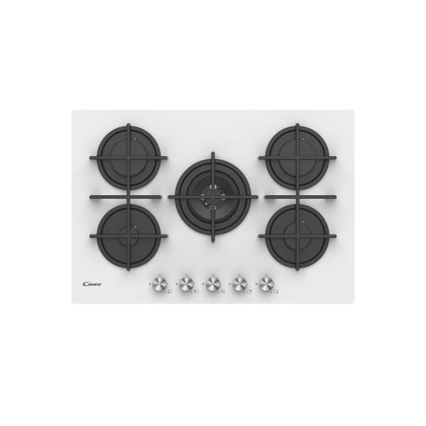 Candy CVG74WPW Inbouwkookplaat 5 Branders (L74.5xP51) Wit Gehard Glas