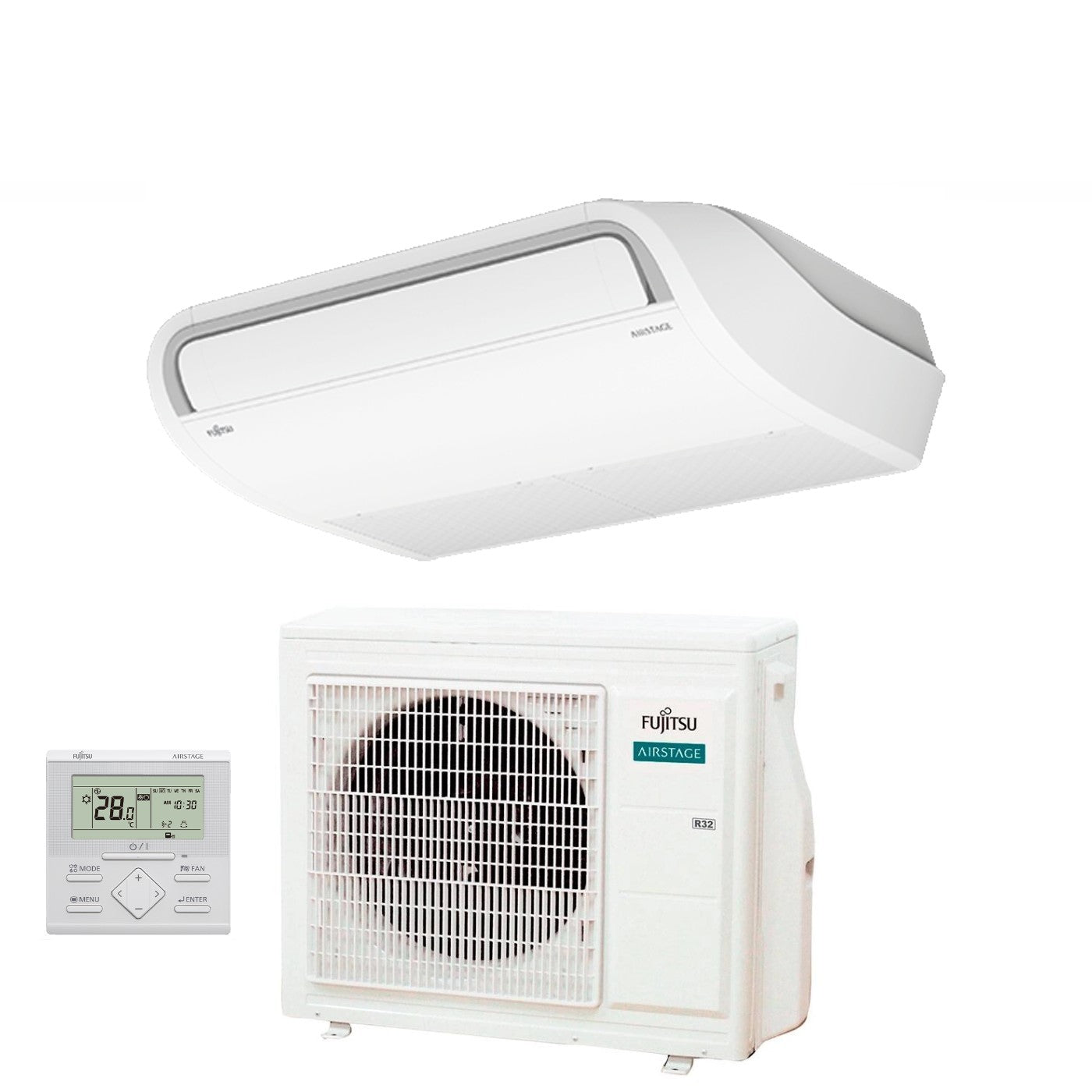Fujitsu Inverter Plafond Airconditioner ECO KR serie 18000 Btu ABYG18KRTA + AOYG18KATA R-32 3NGF83075 Wi-Fi Optioneel Klasse A+/A met standaard draadloze bediening