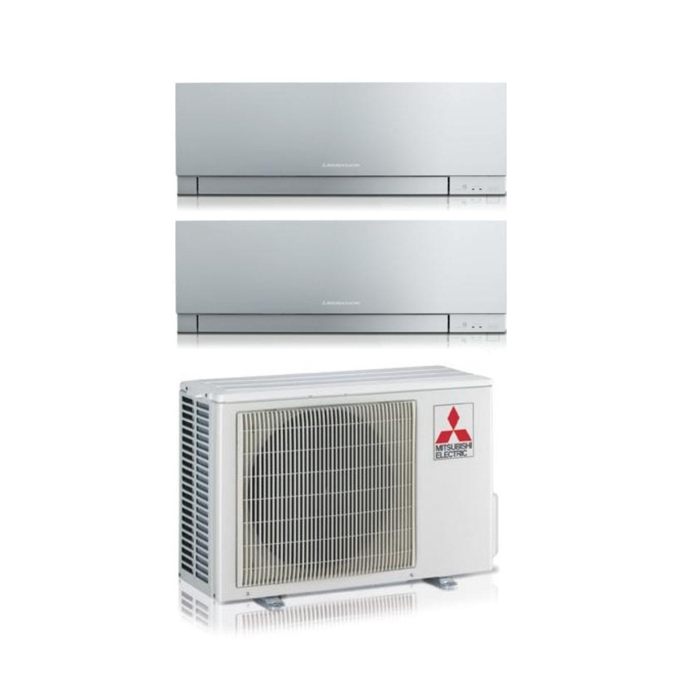 Mitsubishi Electric Dual Split Inverter Airconditioner KIRIGAMINE ZEN SILVER serie MSZ-EF 7+15 met MXZ-2F53VF R-32 Geïntegreerde Wi-Fi Zilverkleur 7000+15000