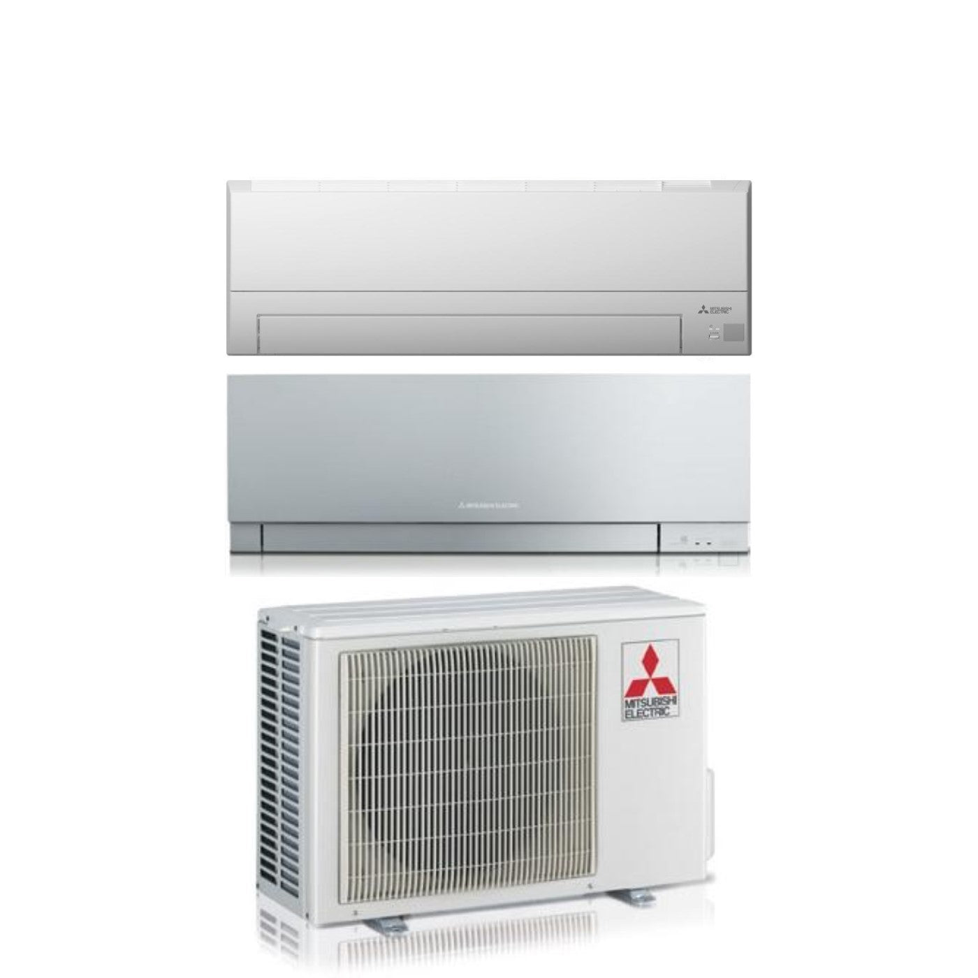Mitsubishi Electric Dual Split Inverter Airconditioner MSZ-BT 9000-serie + KIRIGAMINE ZEN SILVER 12000 met MXZ-2F42VF R-32 Geïntegreerde Wi-Fi Zilverkleur 9000+12000