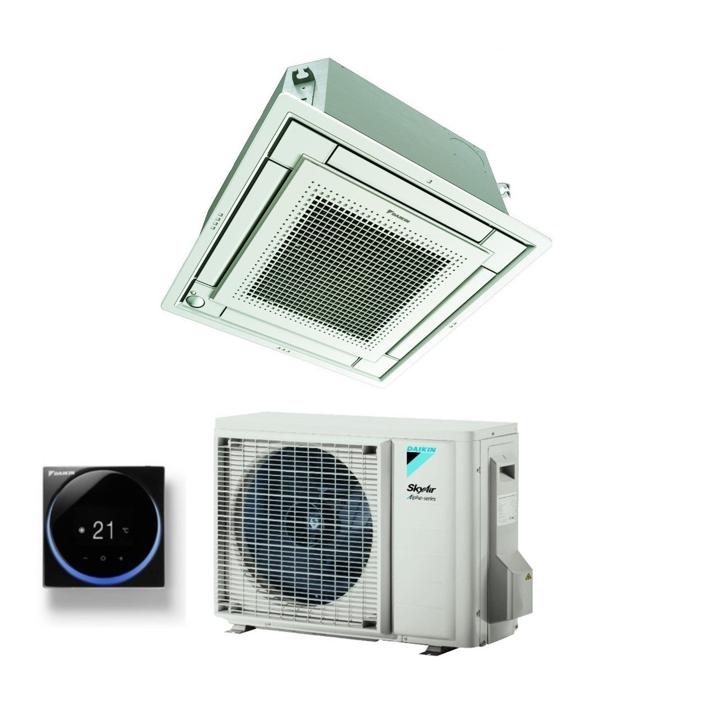 Daikin Fully Flat Cassette Airconditioner 18000 BTU FFA50A + RZAG50A R-32 Optionele Wi-Fi met bedrade bediening en rooster inbegrepen