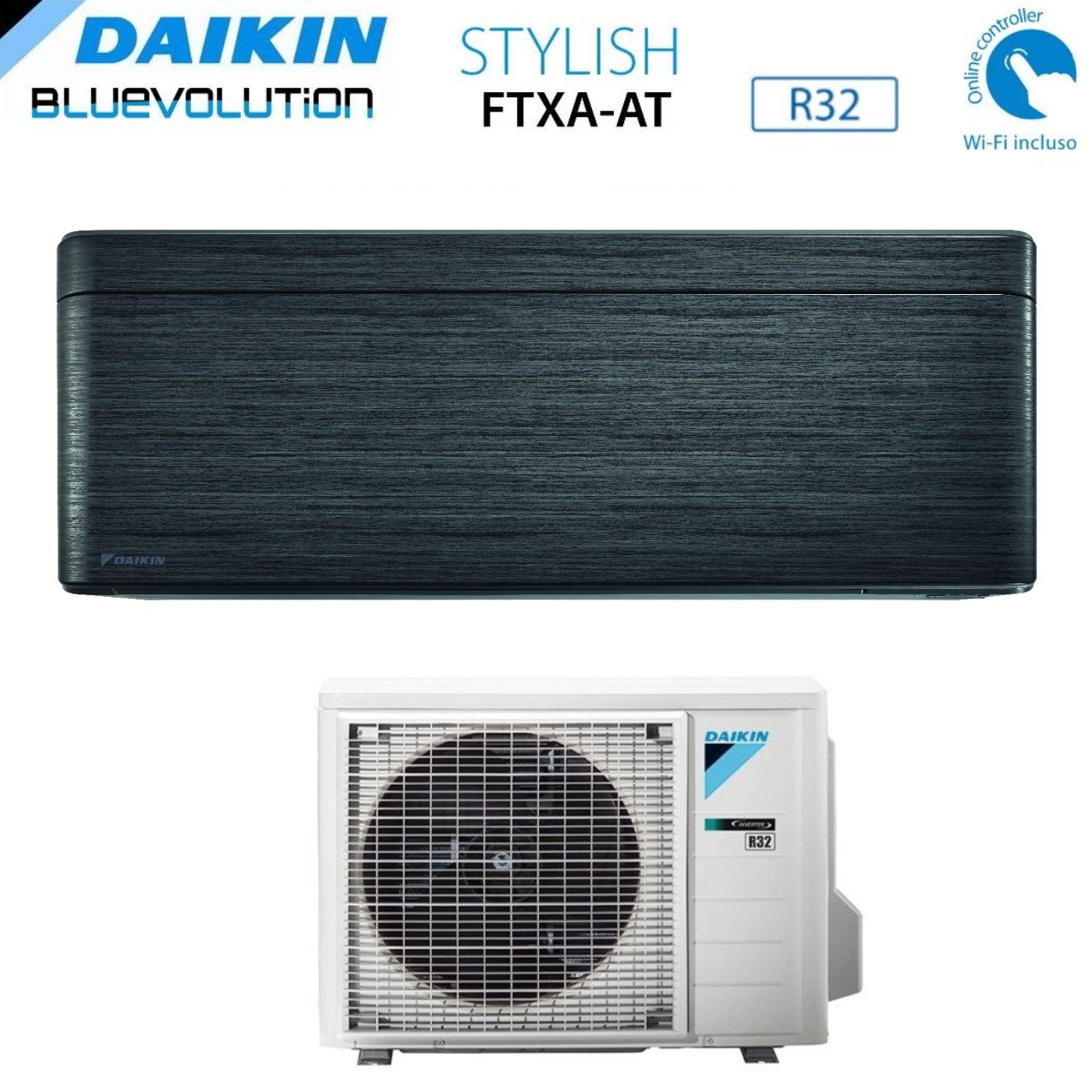 Daikin Bluevolution Inverter Airconditioner STIJLVOLLE ZWARTE WOOD-serie 12000 BTU FTXA35AT R-32 Geïntegreerde Wi-Fi klasse A+++ ZWART
