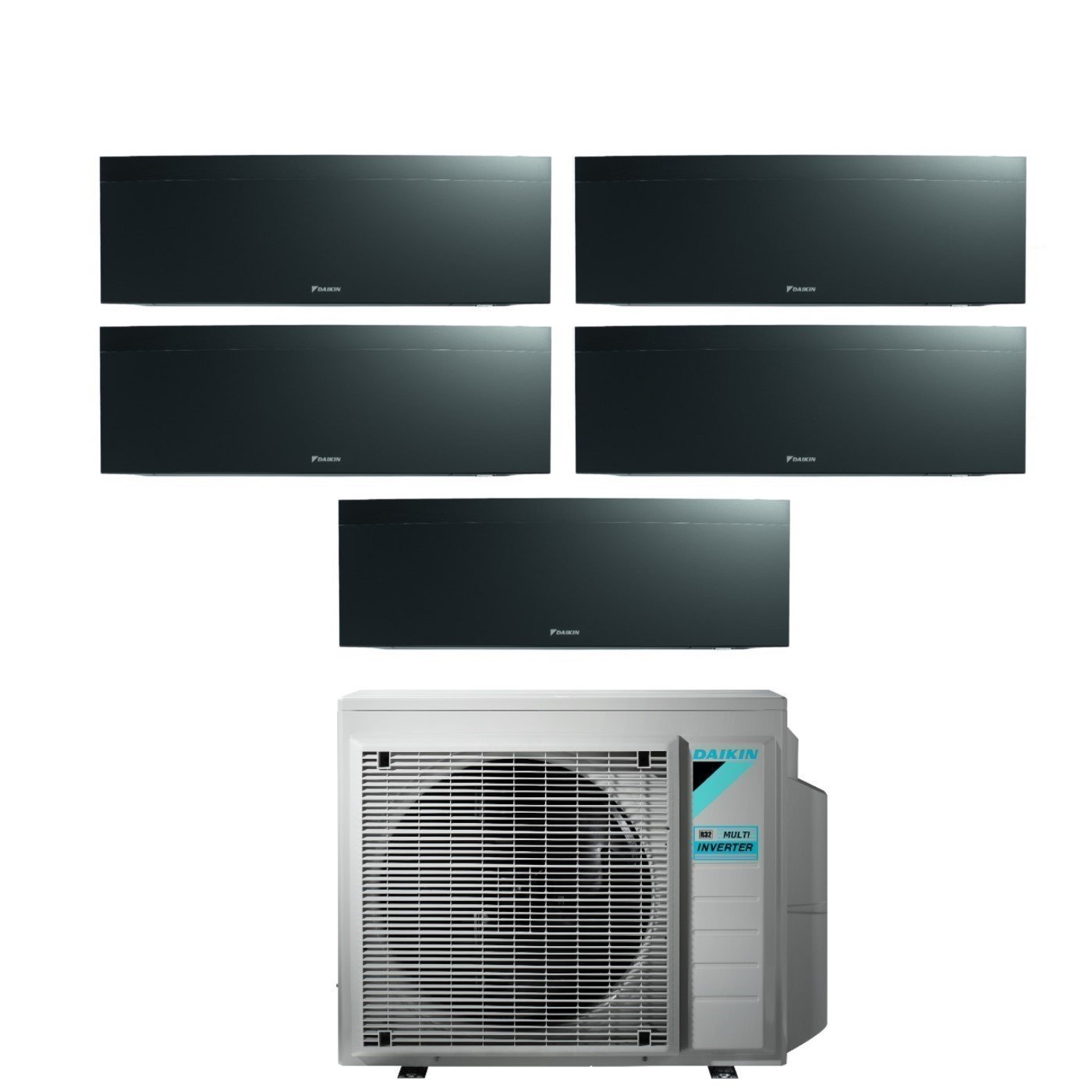 Daikin Bluevolution Penta Split Inverter Airconditioner EMURA BLACK III serie 9+9+9+9+9+18 met 5MXM90N R-32 Geïntegreerde Wi-Fi 9000+9000+9000+18000 Zwarte Kleur