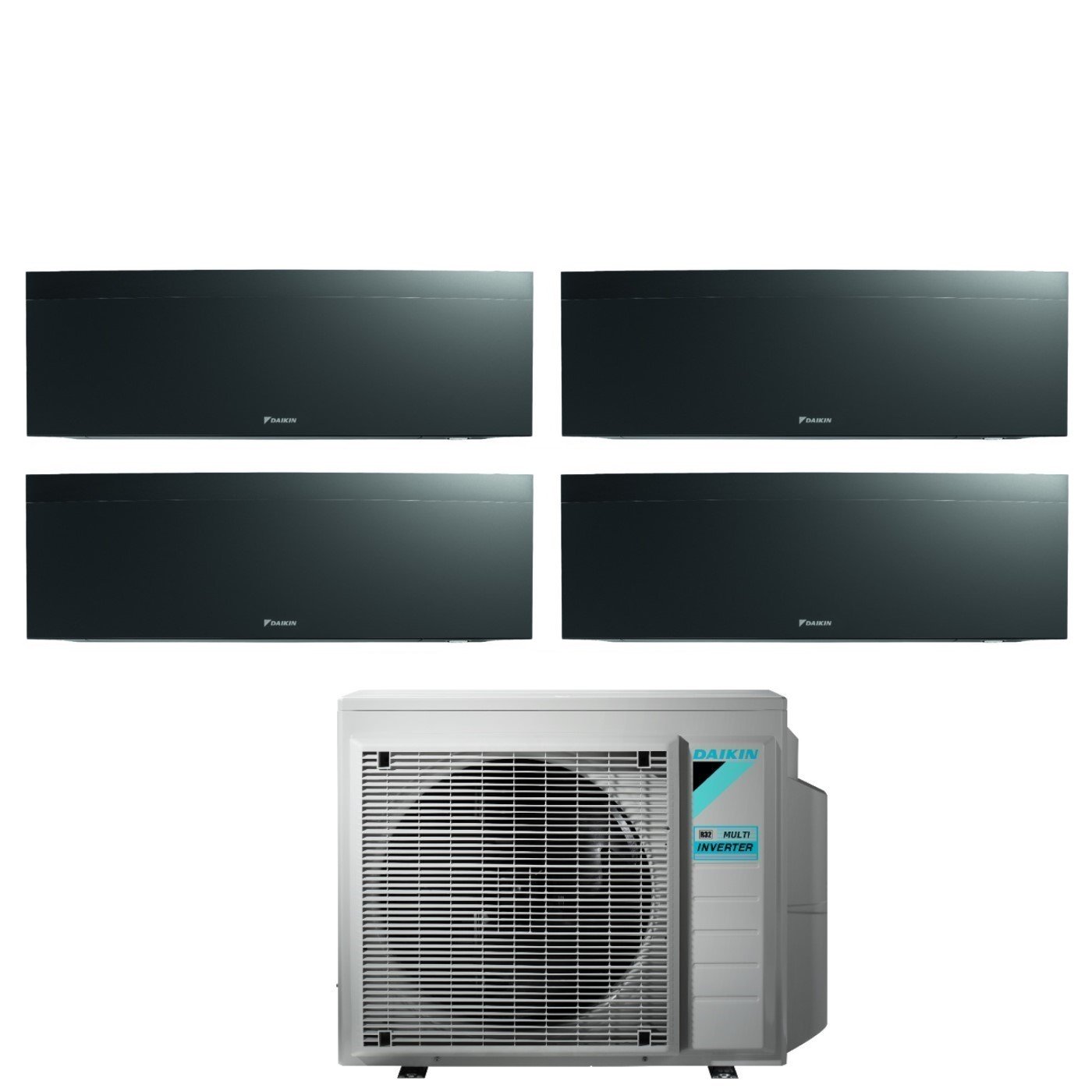 Daikin Bluevolution Airconditioner Split Inverter Panelen EMURA BLACK III serie 7+7+9+15 met 4MXM80N R-32 Geïntegreerde Wi-Fi 7000+7000+9000+15000 Zwarte Kleur