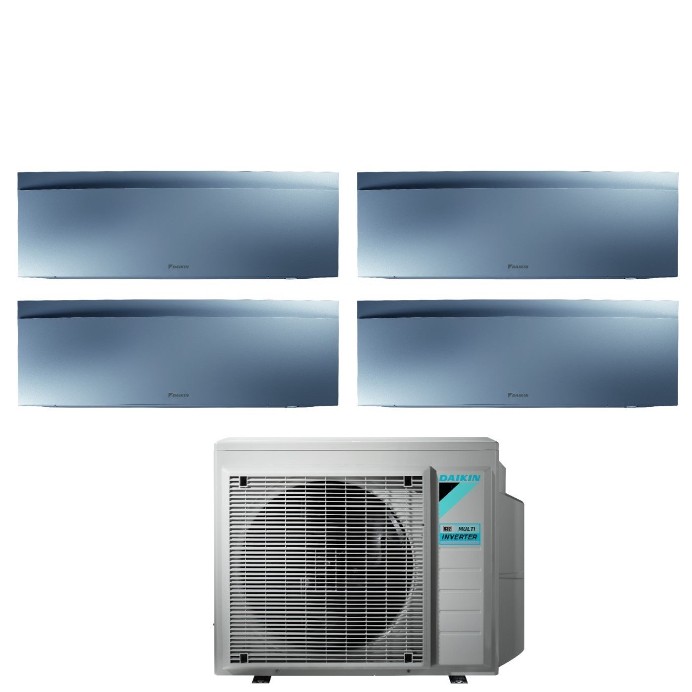 Daikin Bluevolution Airconditioner Split Inverter Panelen EMURA SILVER III serie 9+12+12+15 met 4MXM80N R-32 Geïntegreerde Wi-Fi 9000+12000+12000+15000 Zilveren Kleur
