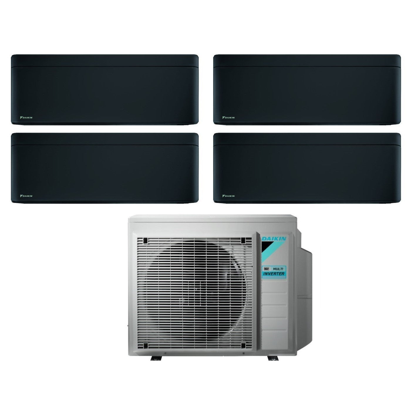 Daikin Bluevolution Airconditioner Split Inverter Panelen STIJLVOL TOTAAL ZWART serie 9+9+9+12 met 4MXM80N R-32 Geïntegreerde Wi-Fi 9000+9000+12000 Zwarte Kleur