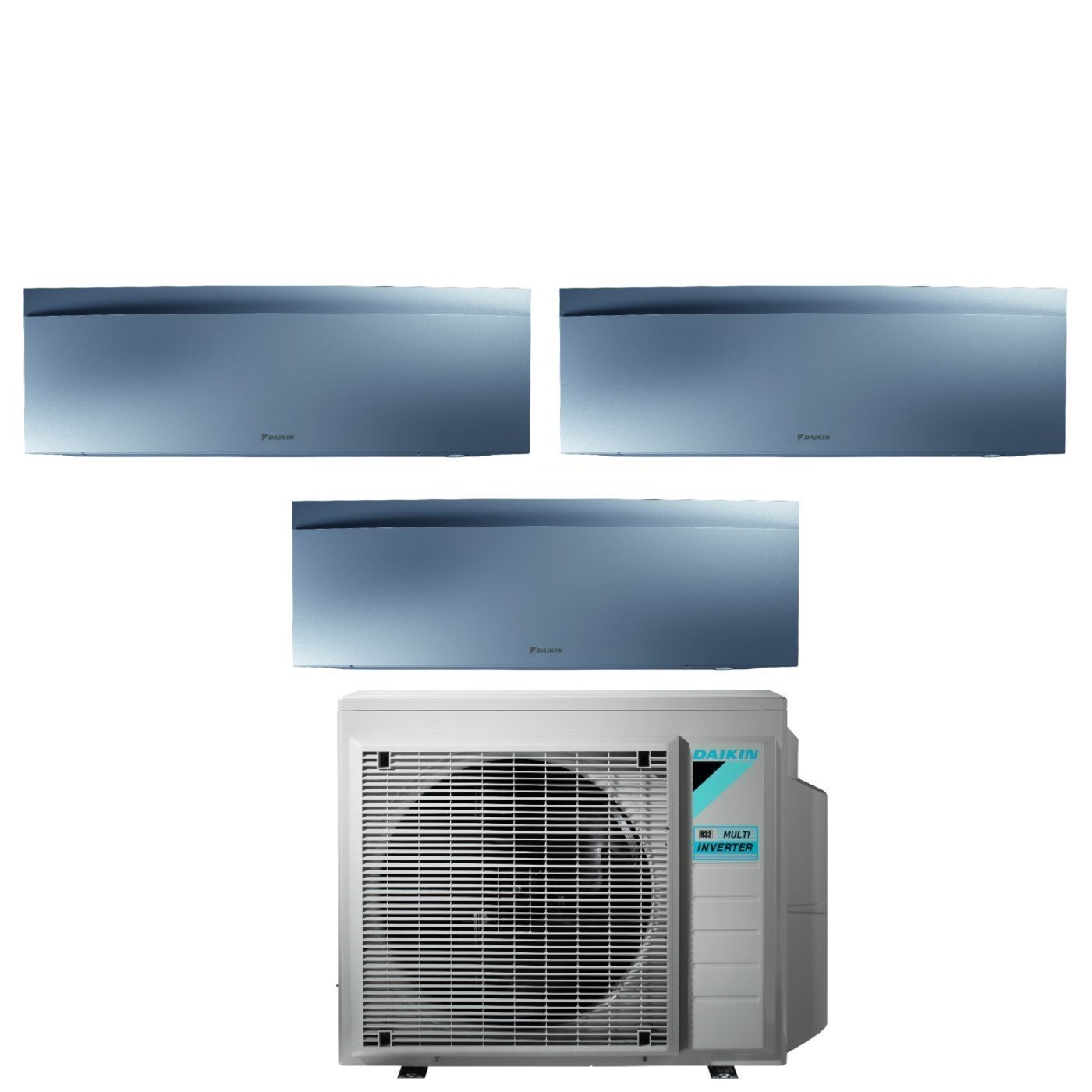 Airconditioner Daikin Bluevolution Trial Split Inverter Serie EMURA SILVER III 7+12+18 met 3MXM68N R-32 Wi-Fi Geïntegreerd 7000+12000+18000 Kleur Zilver