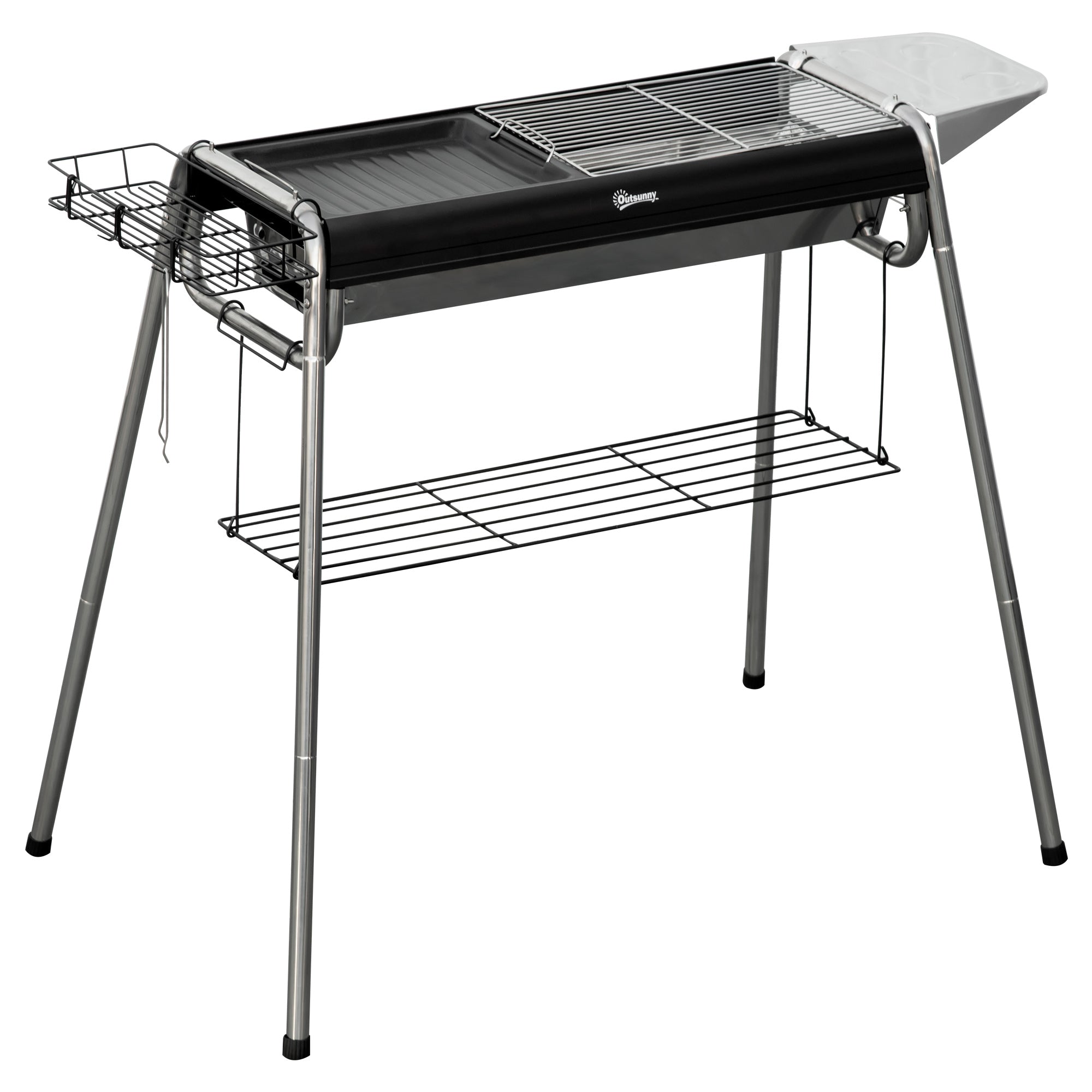 Easycomfort Carbonella Barbecue met rooster en kookplaat, kussen en randen, 96x61x72cm, zwart