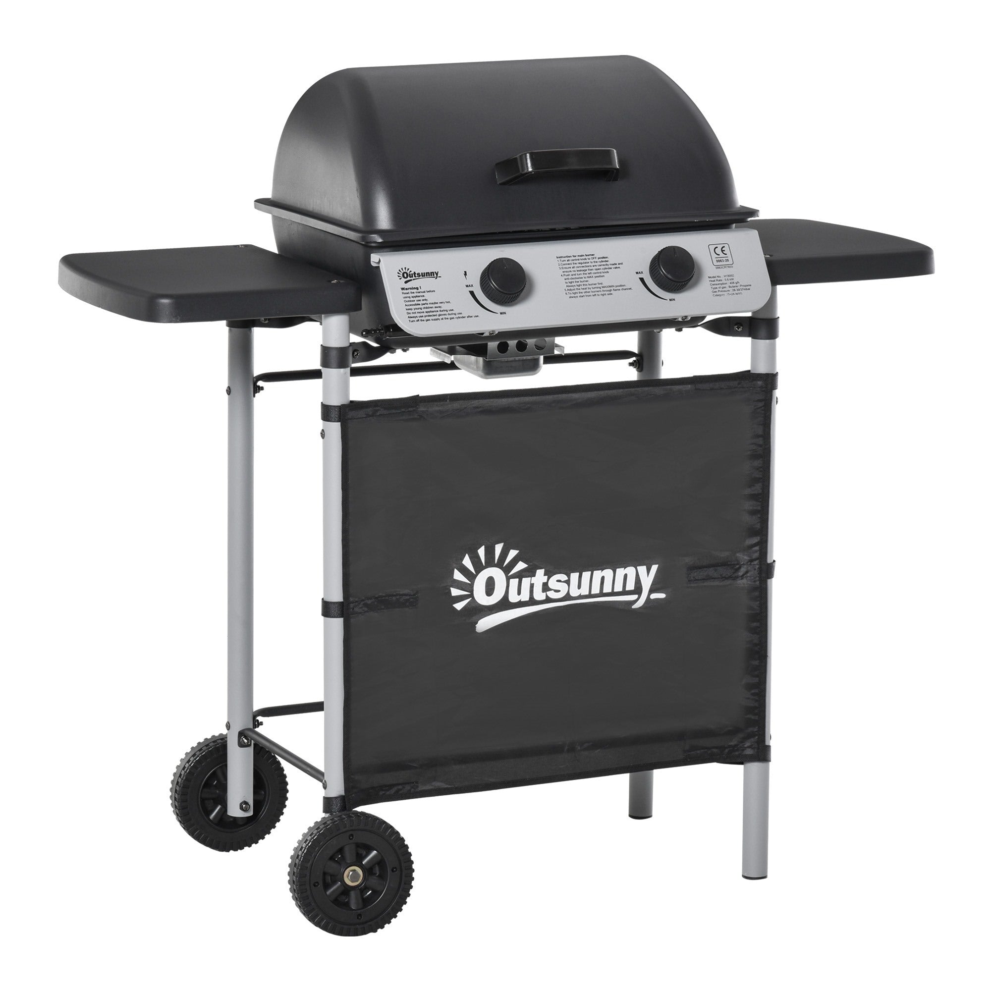 EASYCOMFORT Gasbarbecue met deksel, 5,6 kW branders, BBQ en wielen, 104x49x99cm