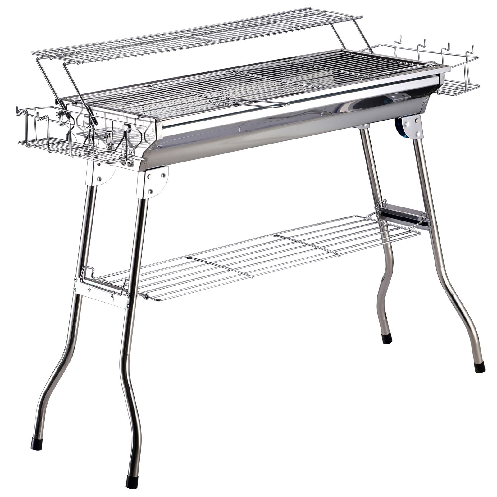 EASYCOMFORT RVS Barbecue Opvouwbare Poten 2 Roosters 100 x 43 x 68 cm