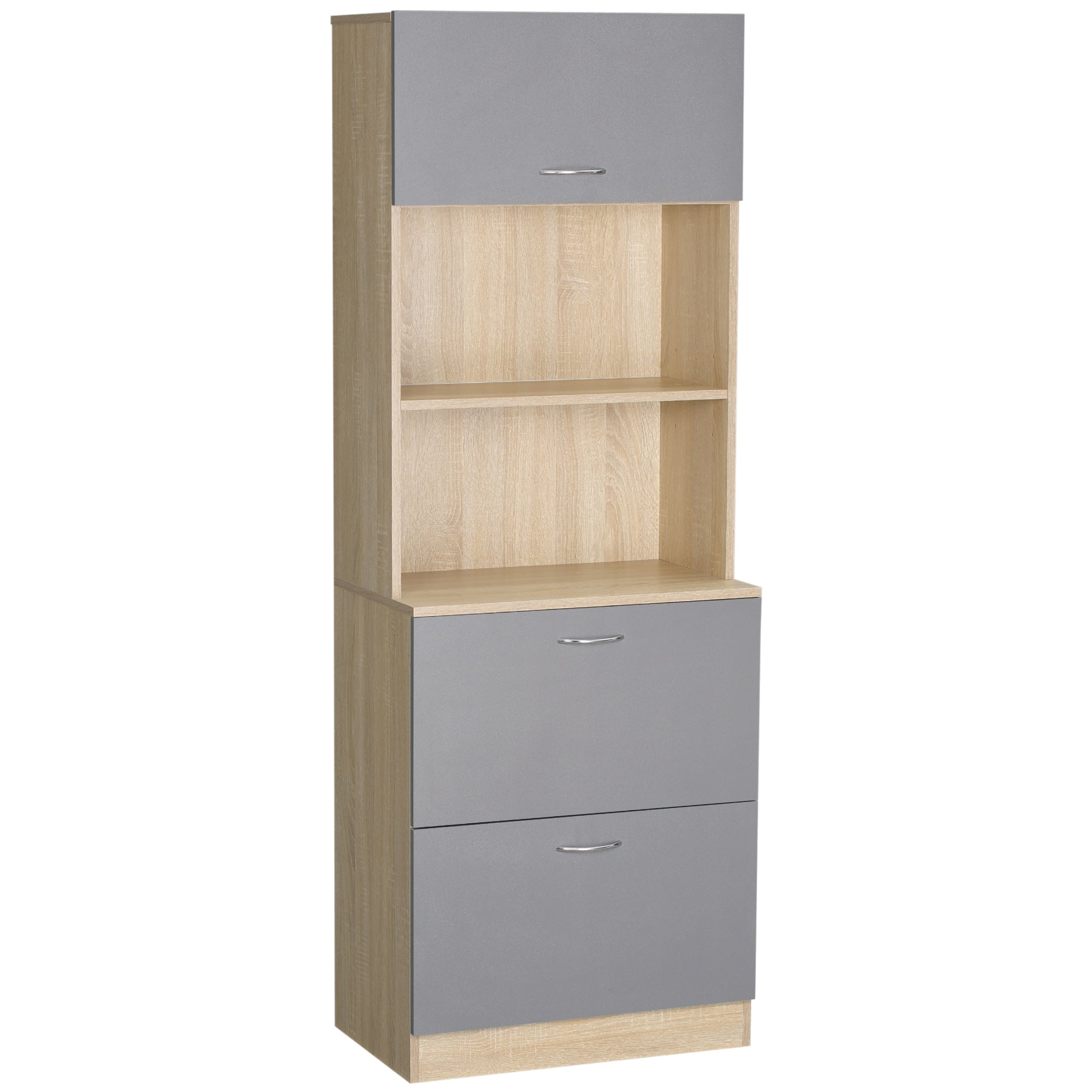 Easycomfort Modern Dressoir voor Keuken met 2 Cassettes en Kast, Hout Madia 60x38x168cm, Grijs