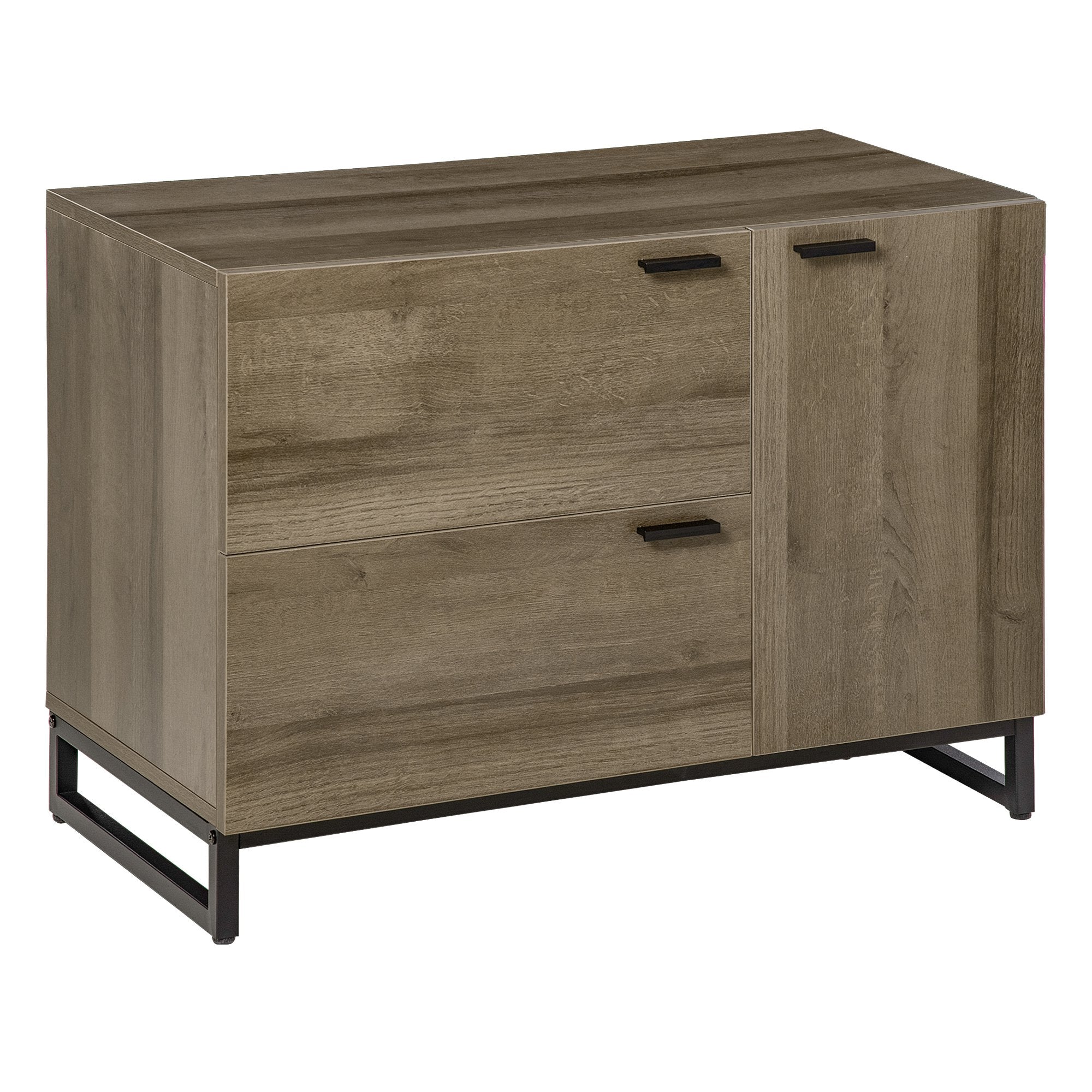 Easycomfort Modern Dressoir voor Woonkamer of Keuken, Multifunctioneel Houten en Metalen Meubilair met 2 Cassettes en Kast, 80x41,5x58cm