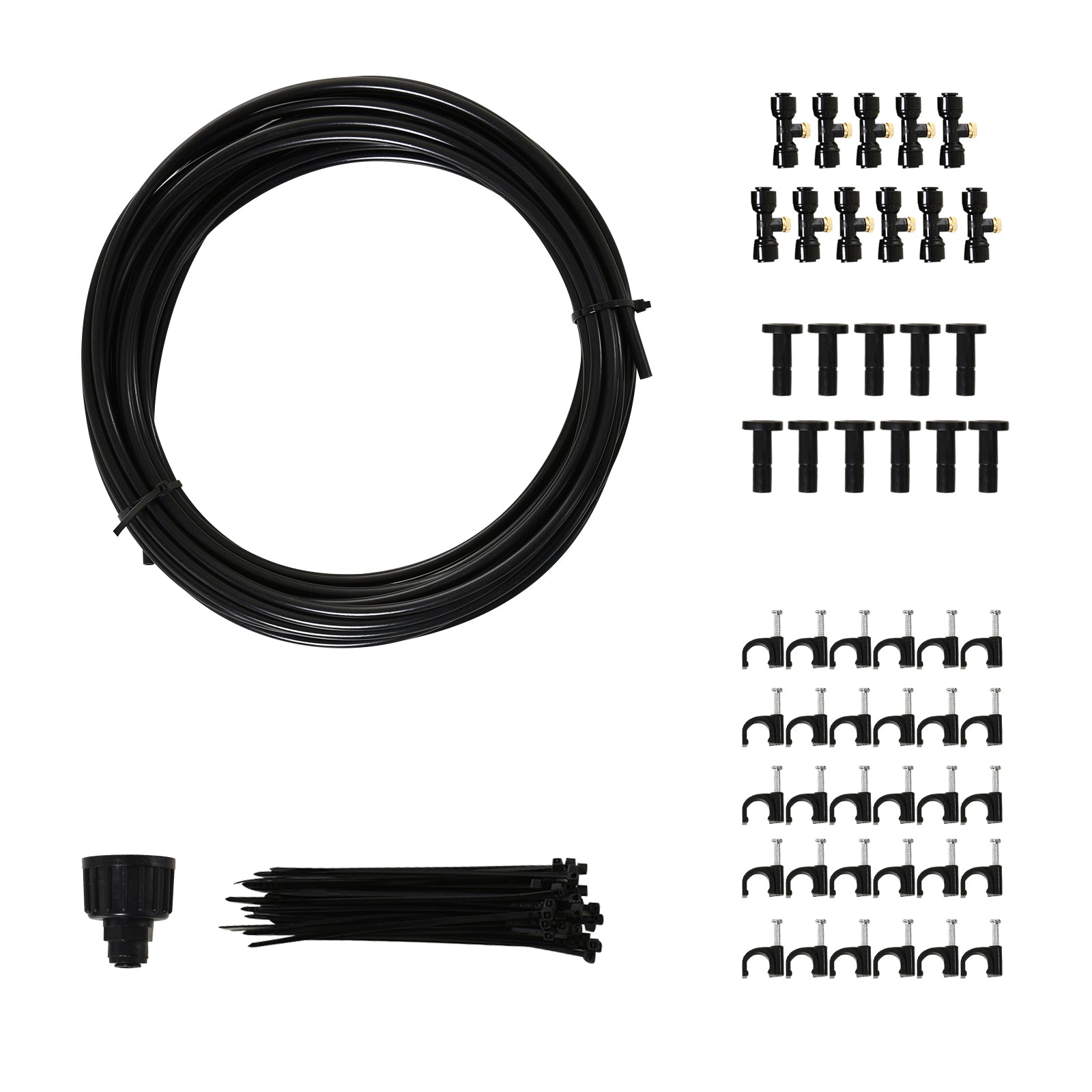 EASYCOMFORT Tuinsproeierset met 11 messing sproeikoppen, druppelkoel-/irrigatiesysteem, 9M PP-slang