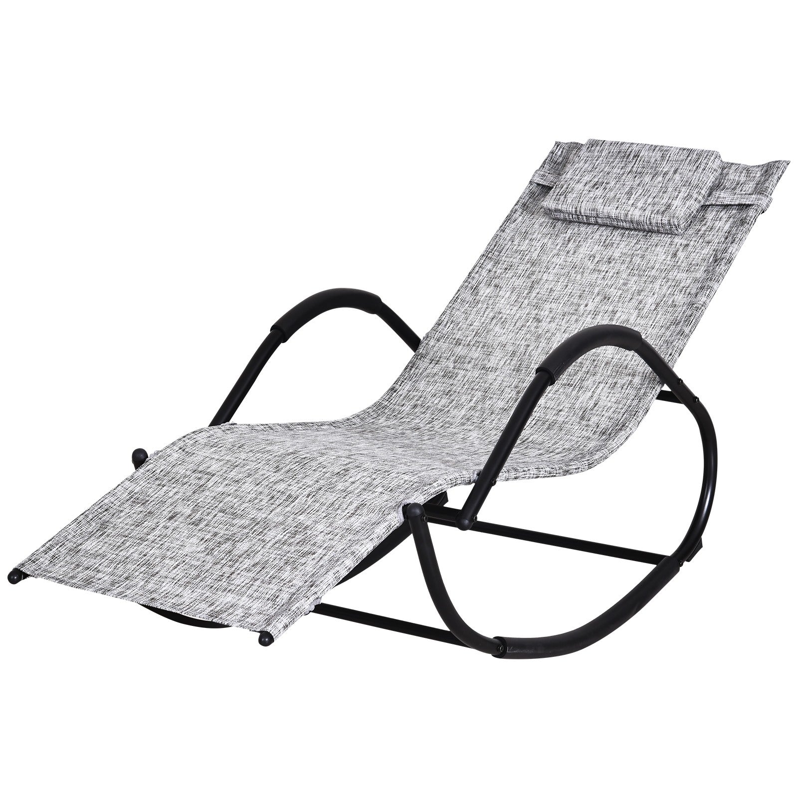 EASYCOMFORT Zero-gravity tuinschommelstoel, waterdicht, buitenschommelstoel met hoofdsteun, grijs 160x61x79 cm