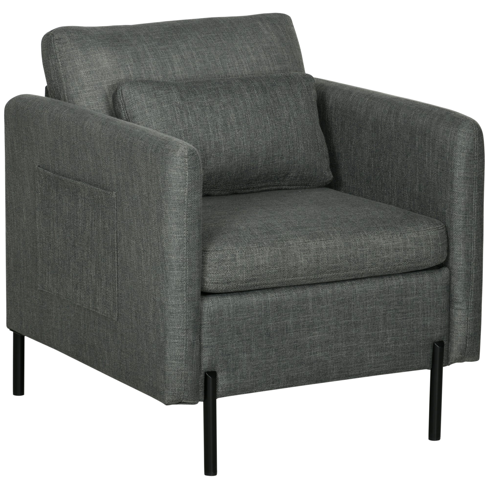 EasyComfort Modern Stoffen Effect Linnen met Stalen Poten en Zijzakken, 73x73x80cm, Grijs