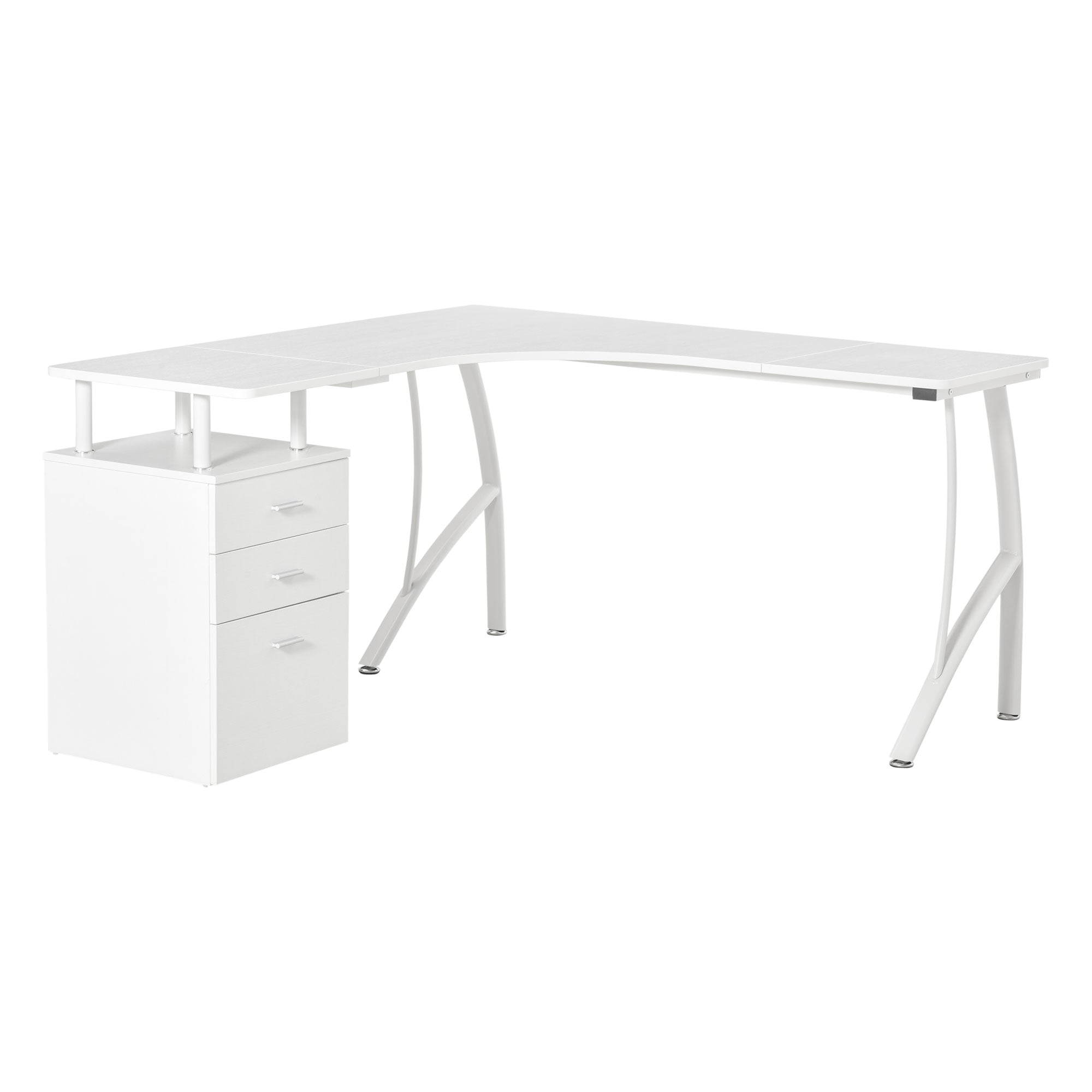 Easycomfort Hoekschroef met cassette, Kantoorschroef PC-deur in hout en metaal, wit, 143,5 x 143,5 x 76 cm
