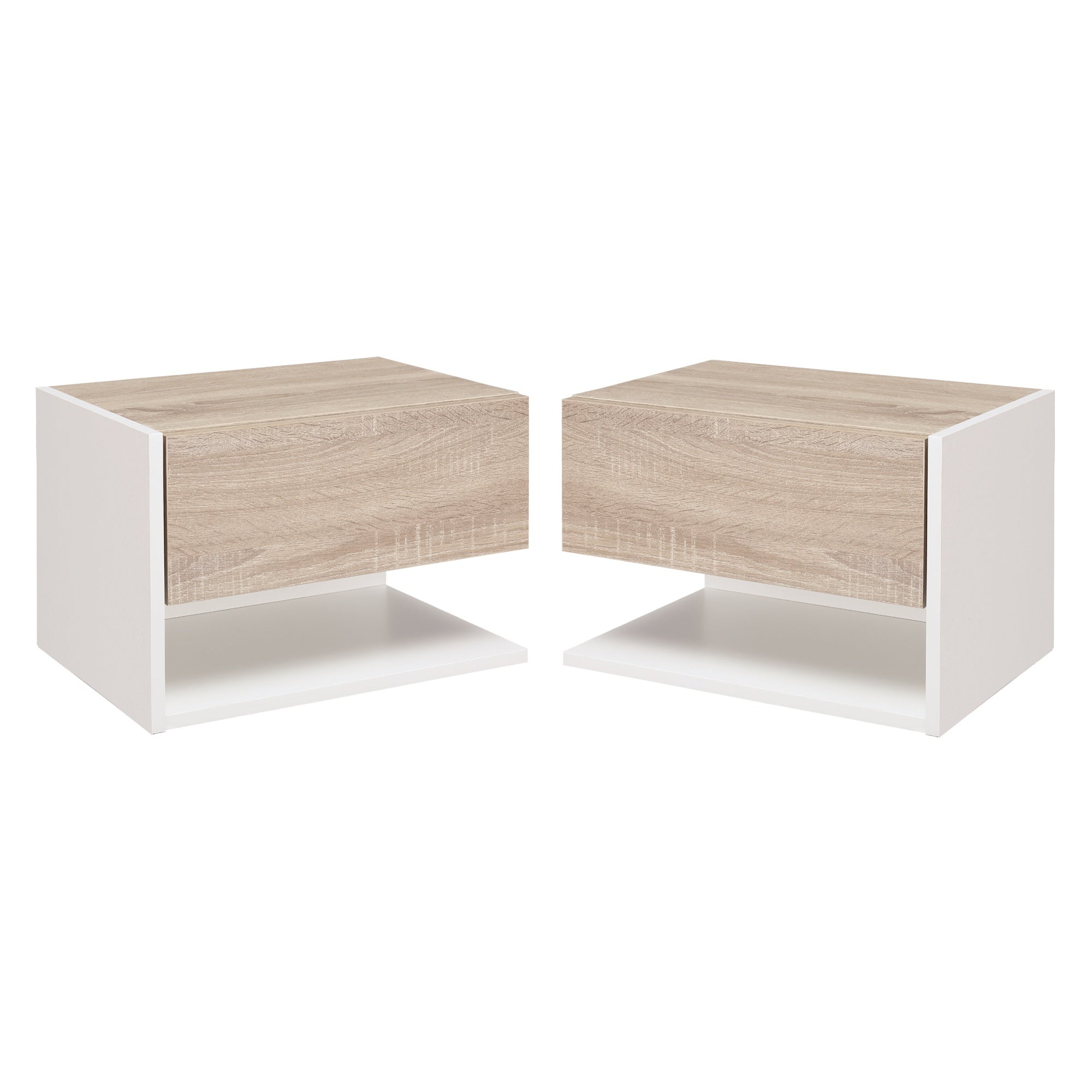 immagine-1-easycomfort-easycomfort-set-2-comodini-sospesi-a-parete-con-cassetto-e-mensola-bianco-e-rovere-ean-8054111845663-jpg