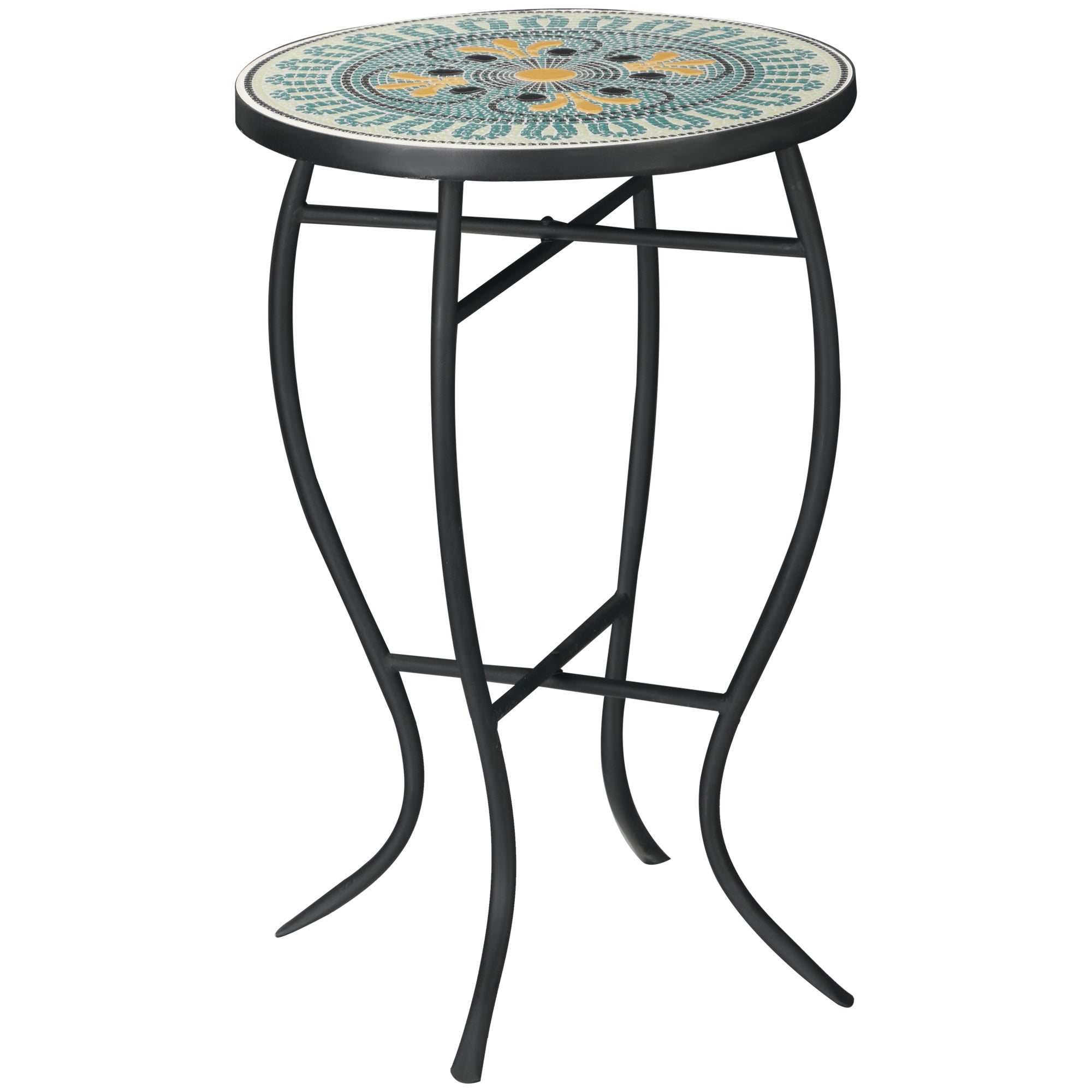 EASYCOMFORT Ronde tuinsalontafel met mozaïekblad, ?35,5x53,5cm