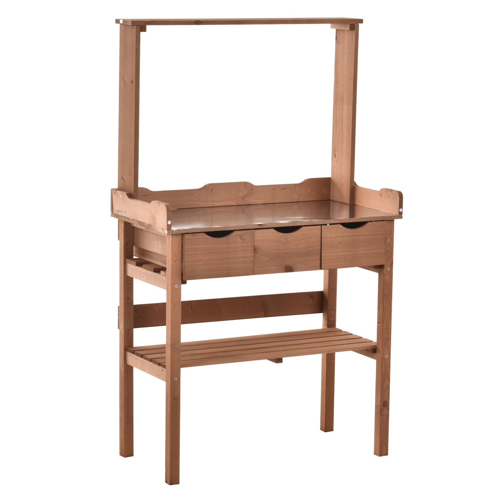 EASYCOMFORT Tuintafel van dennenhout met 3 lades 80x40x135cm