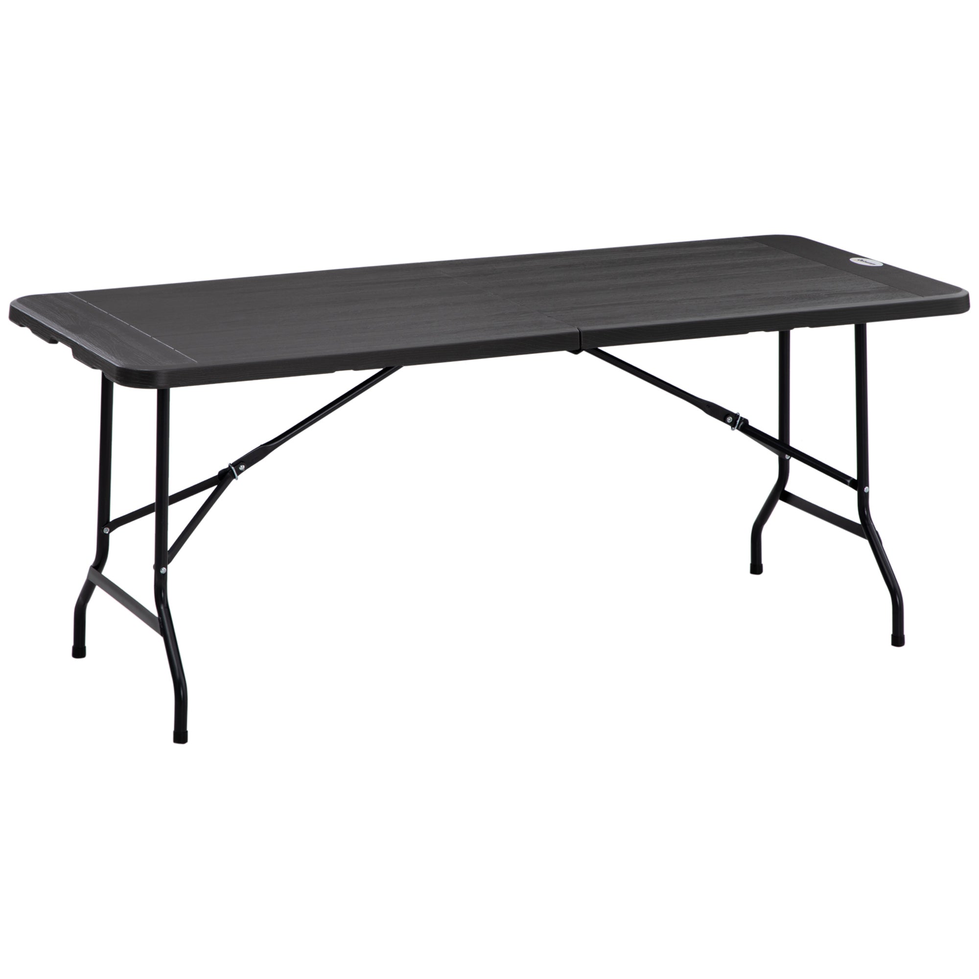 Easycomfort Tuintafel voor 6 personen van staal en HDPE, 180x75,5x73cm, Donkergrijs