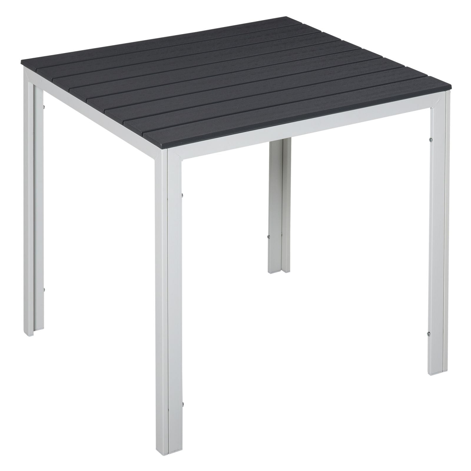 EASYCOMFORT Vierkante tuintafel met houtlook blad in PE en metaal 78 x 78 x 74 cm