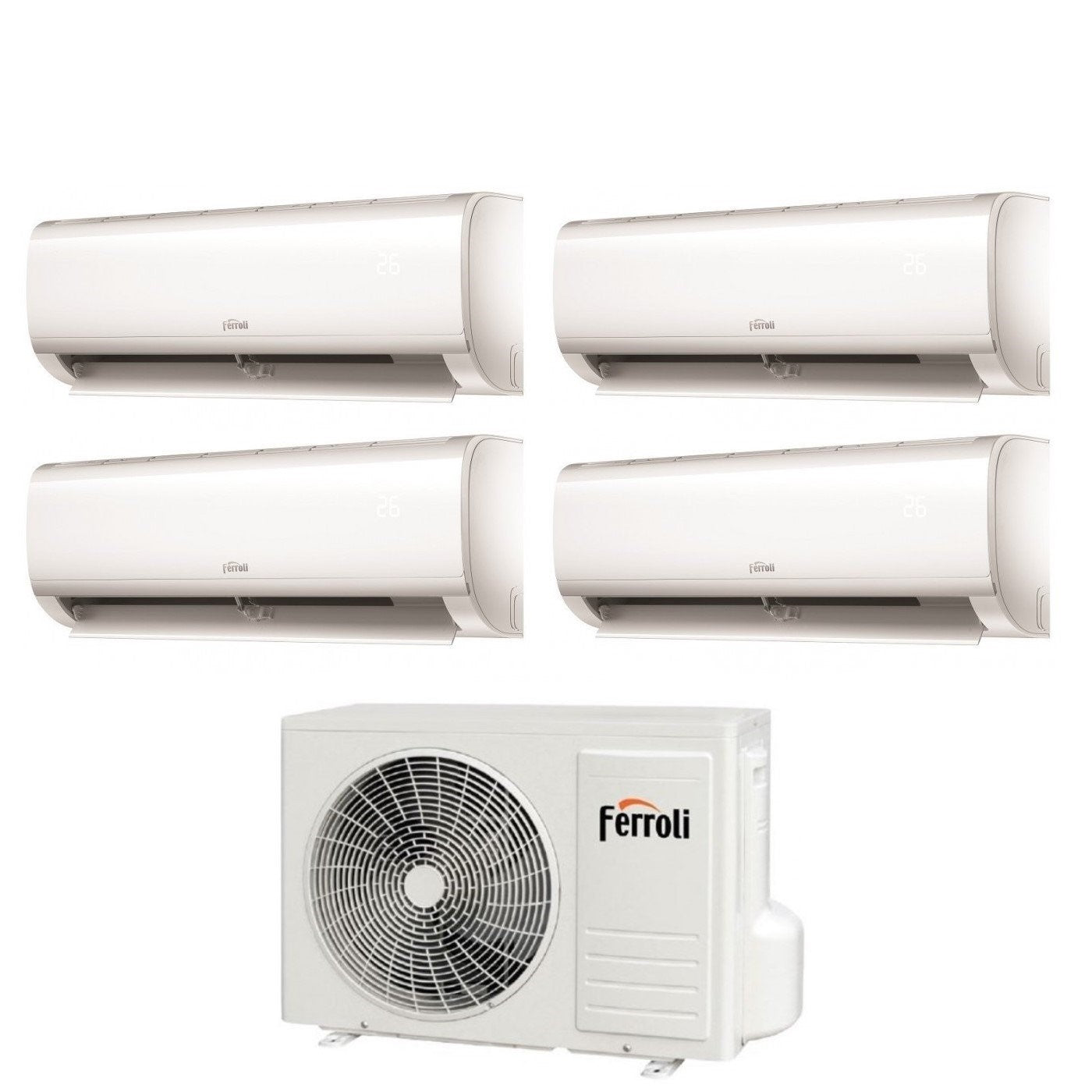 Ferroli Quadri Split Inverter Airconditioner AMBRA M Serie 7+7+9+9 met 28-4 R-32 Geïntegreerde Wi-Fi 7000+7000+9000 - Nieuw